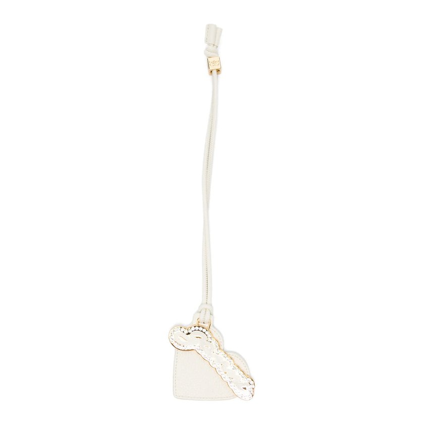 Ganni Calf Leather Keyring — White by Ganni