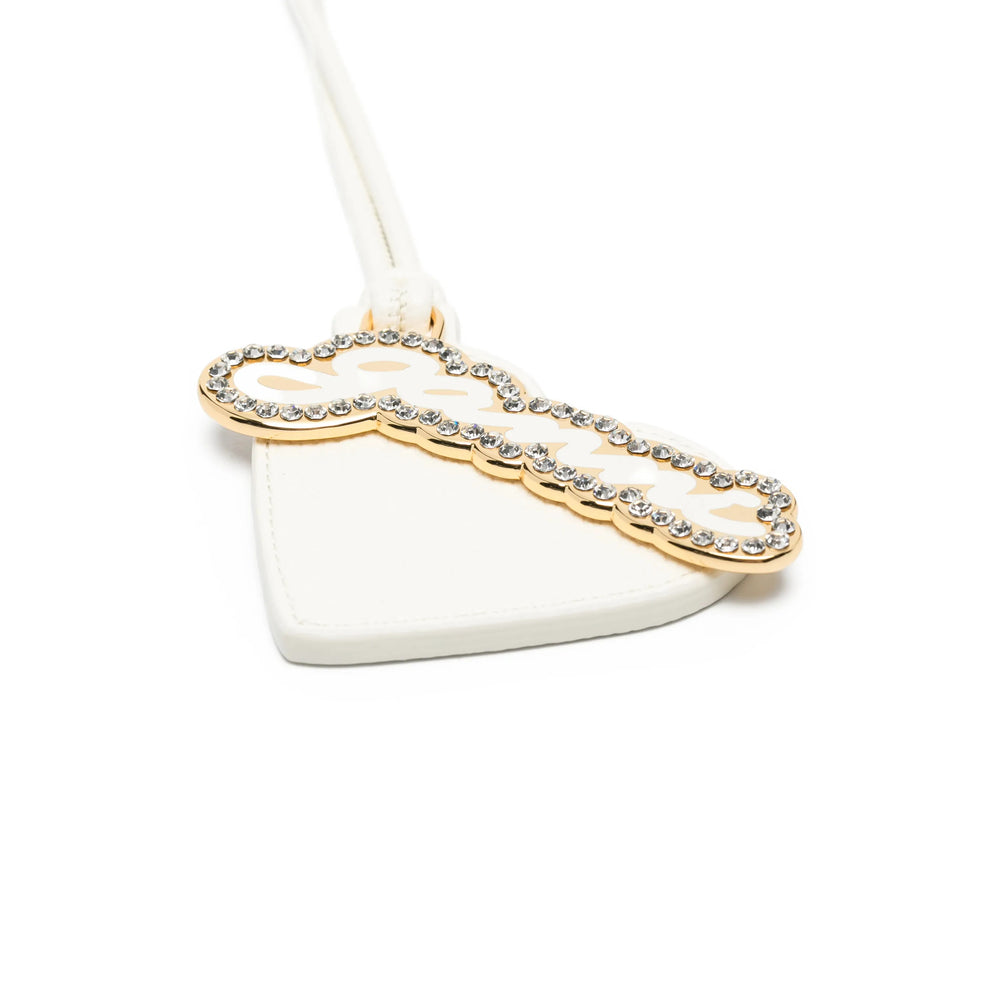 Ganni Calf Leather Keyring — White, view 3