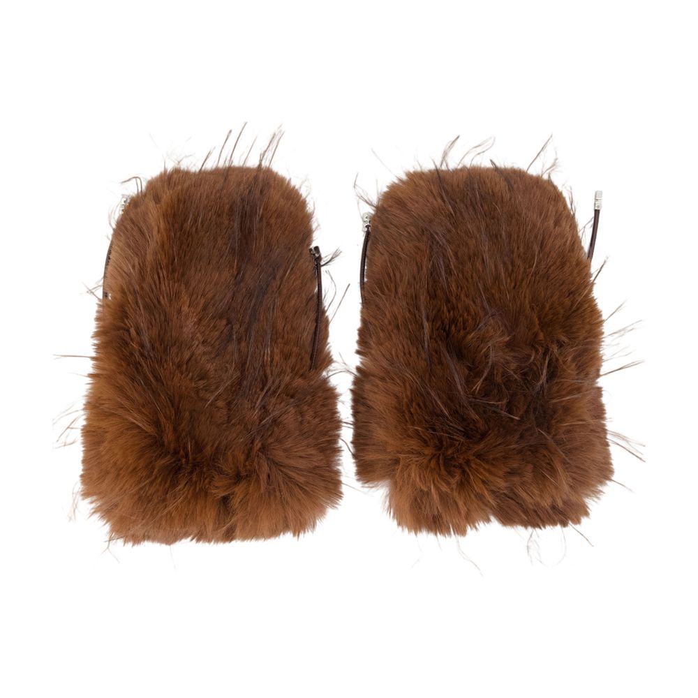 Ganni Straight Pile Wool Mittens — Brown by Ganni