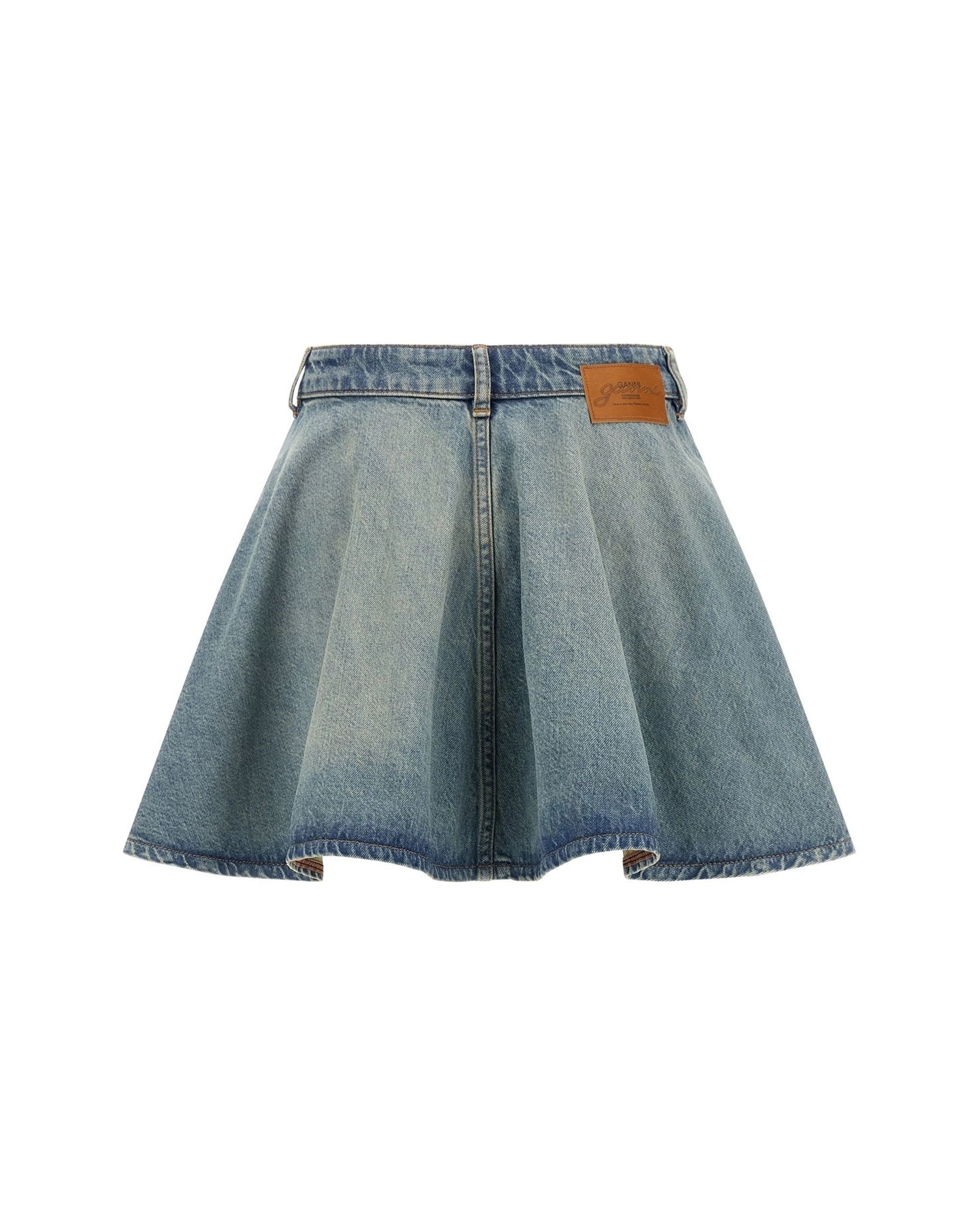 Ganni Organic Cotton Denim Skirt — Blue, view 2