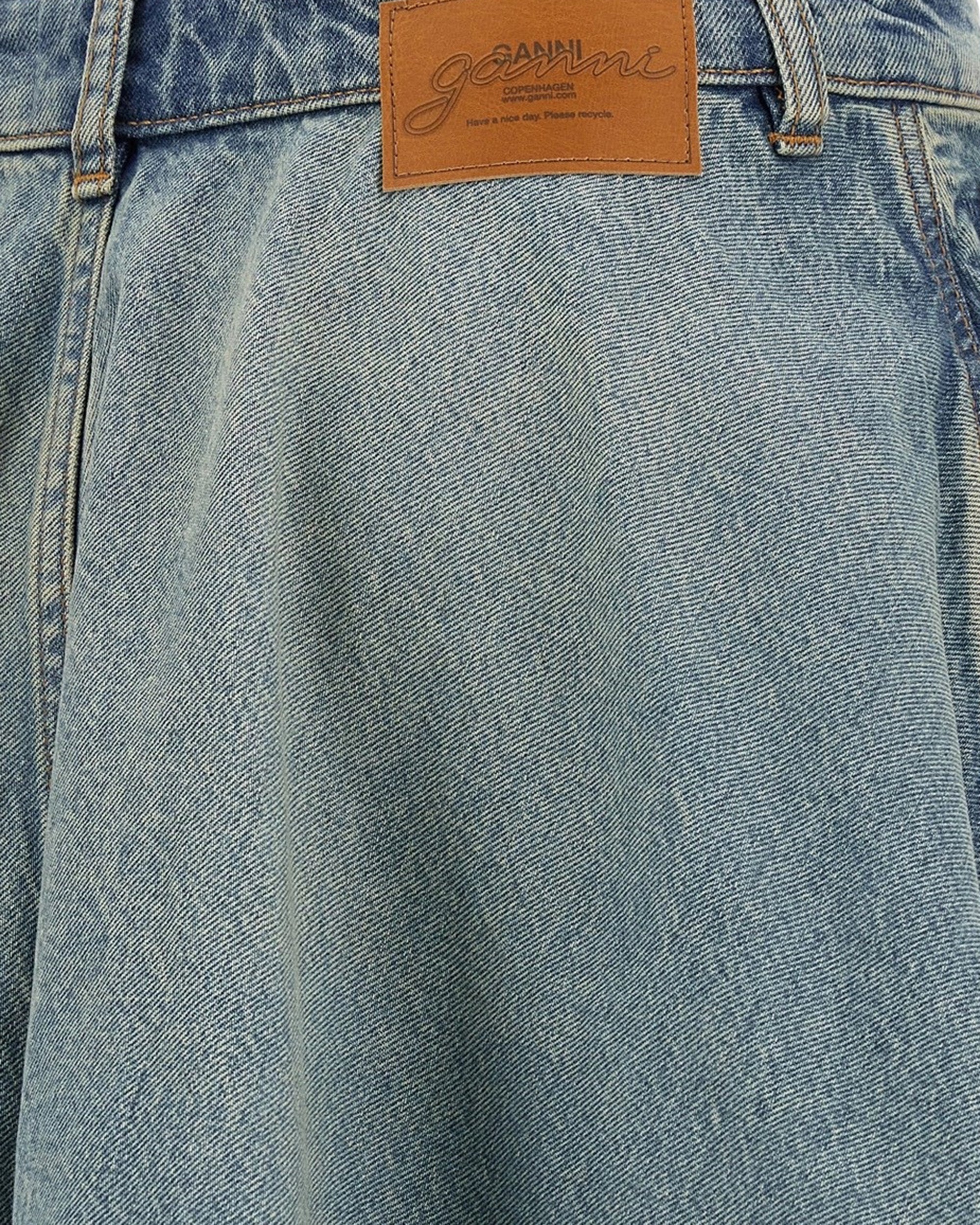 Ganni Organic Cotton Denim Skirt — Blue, view 3