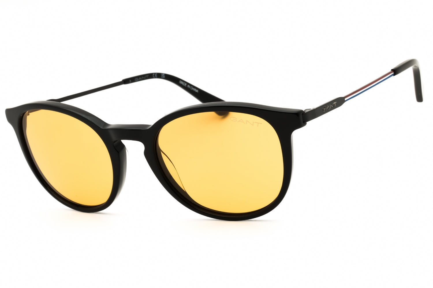 Gant GA7217 Yellow-Tinted Round Sunglasses — Black by Gant