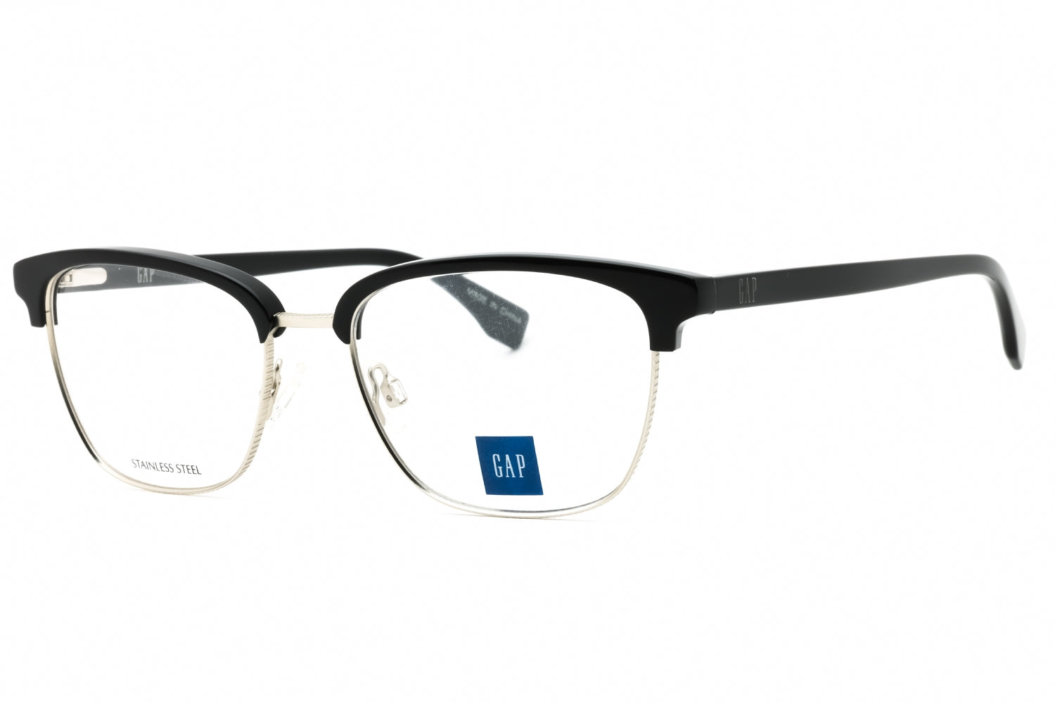Gap VGP038 Rectangular Metal-and-Acetate Eyeglasses — Black by Gap