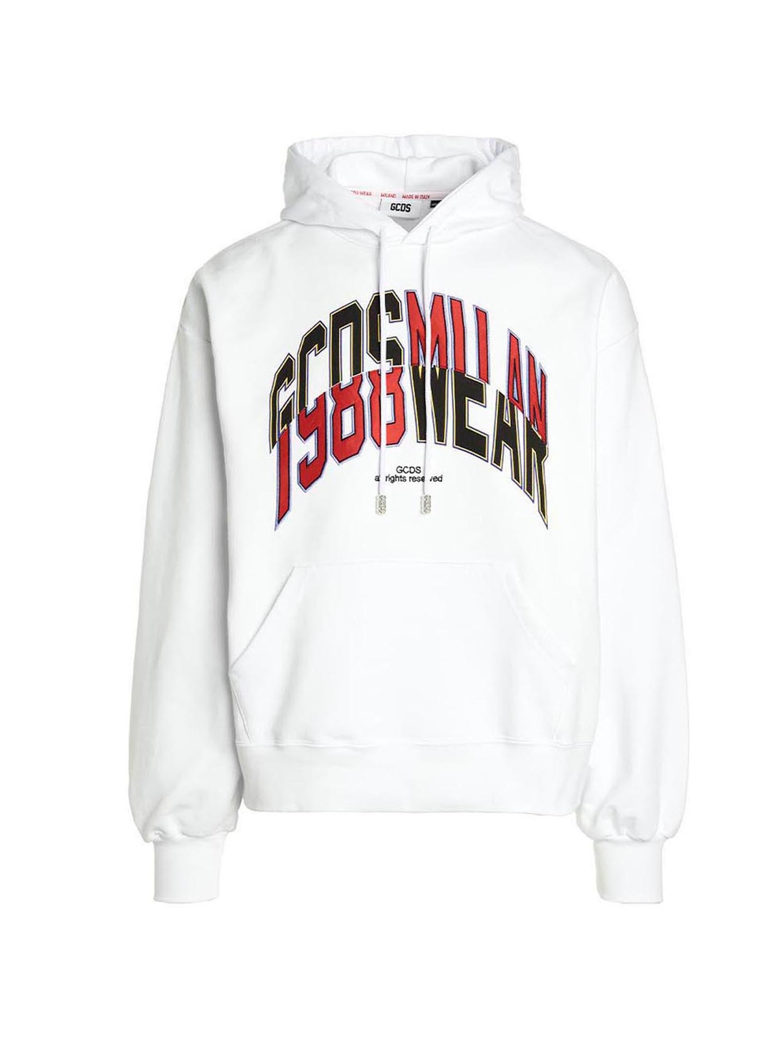Gcds College Logo Print Hoodie — White by GCDS
