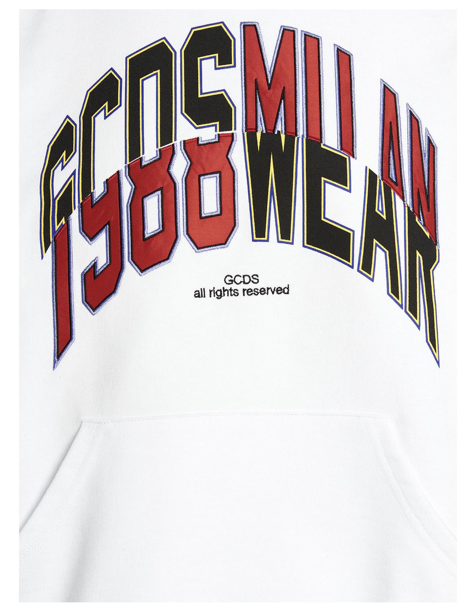 Gcds College Logo Print Hoodie — White, view 4
