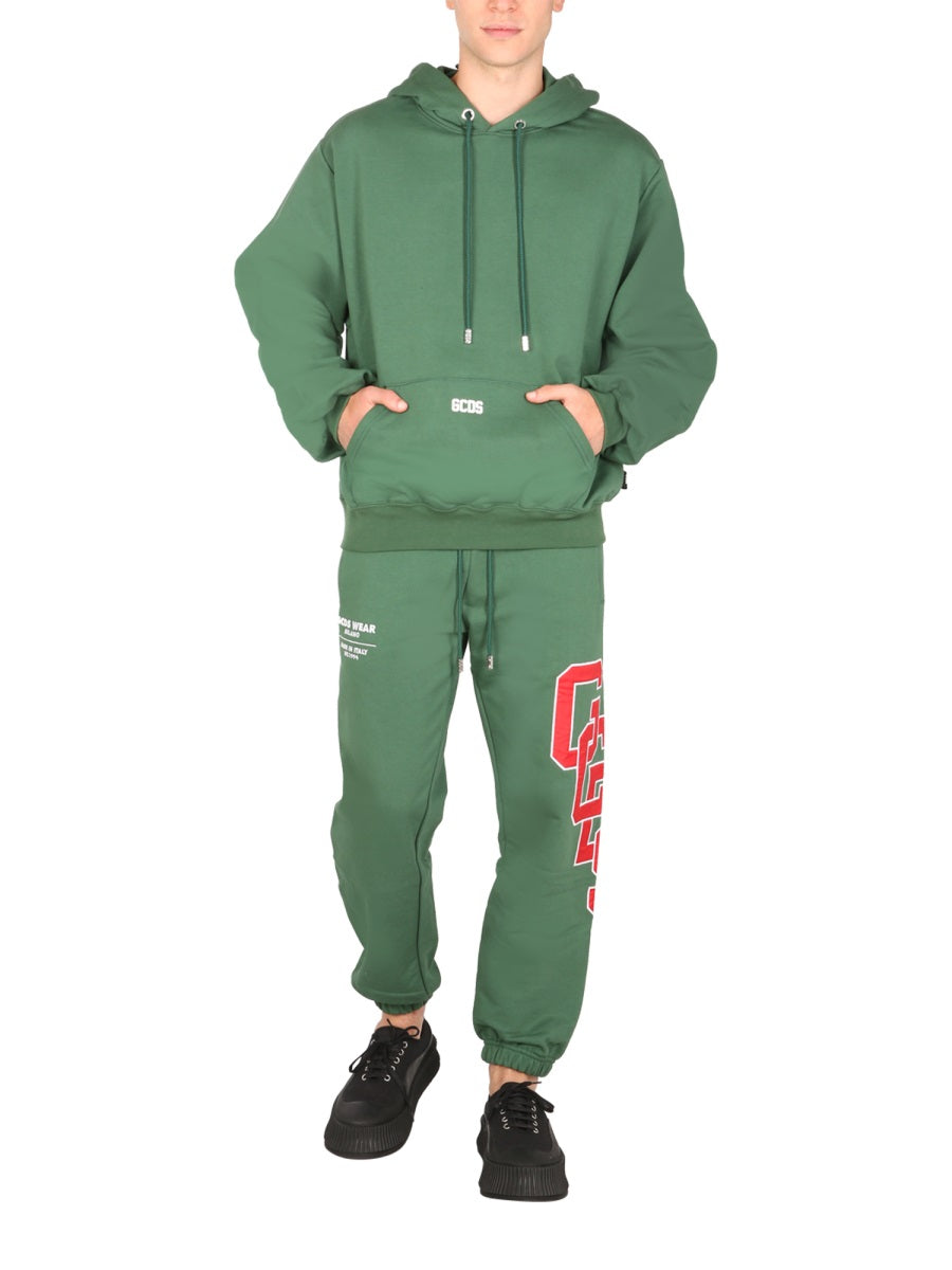 GCDS Elastic Waist Joggers — Green, view 3