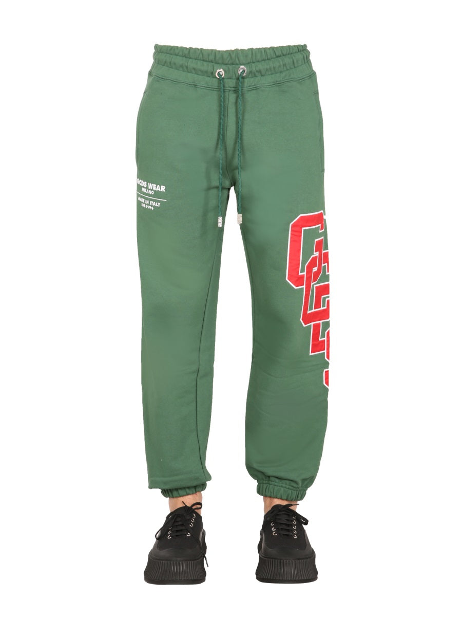 GCDS Elastic Waist Joggers — Green, view 4