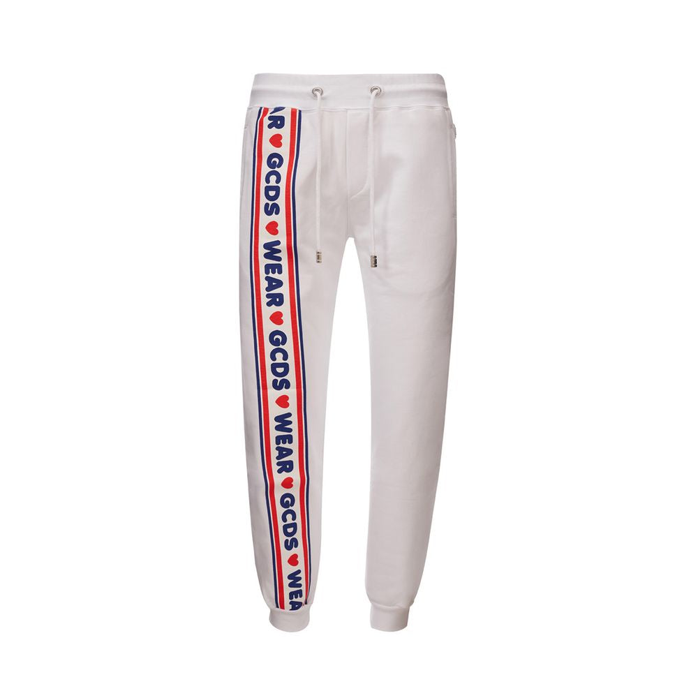 GCDS Logo-Striped Cotton Joggers — White by GCDS
