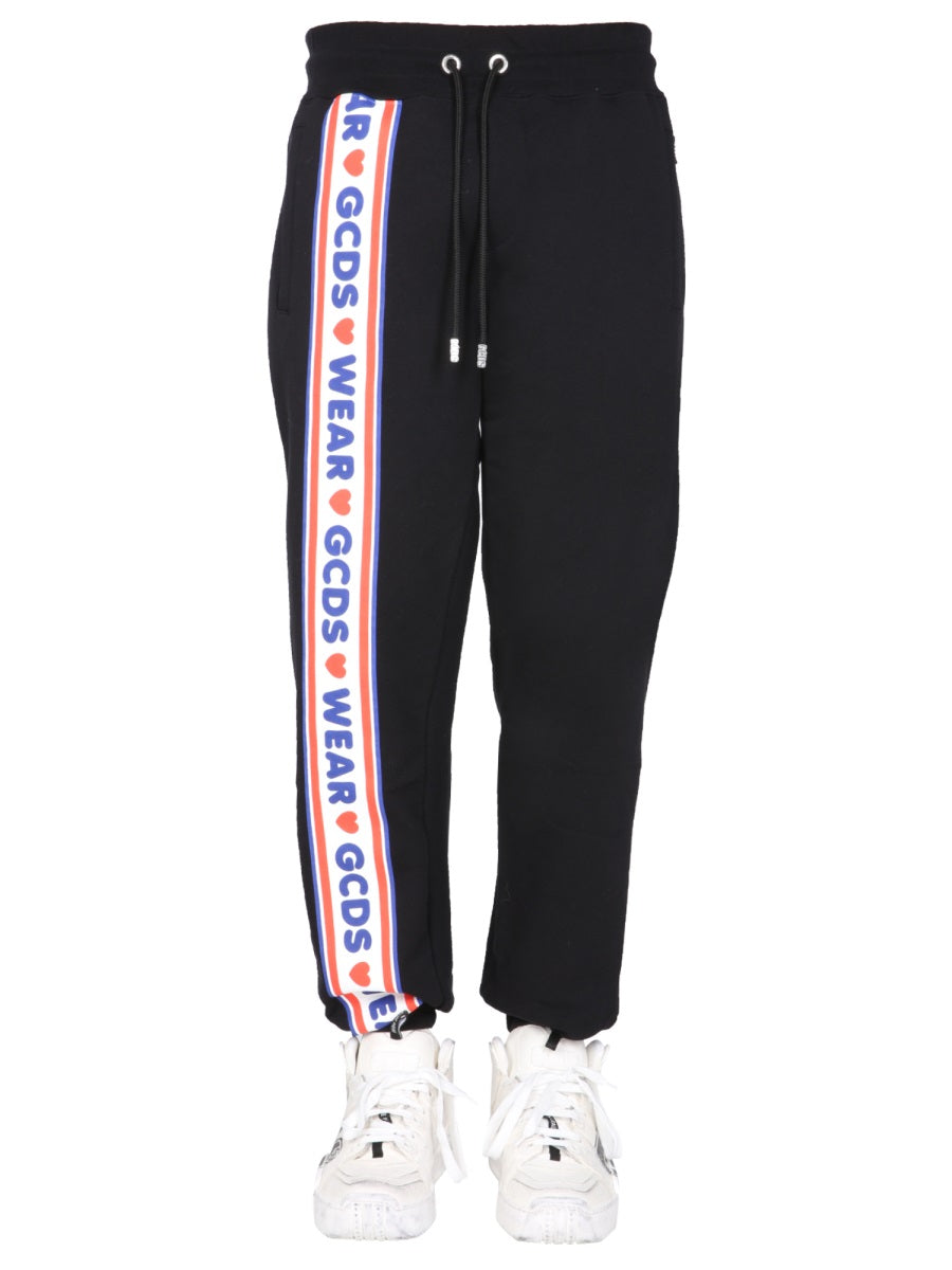 GCDS Cute Tape Logo Band Jogging Pants — Black, view 2