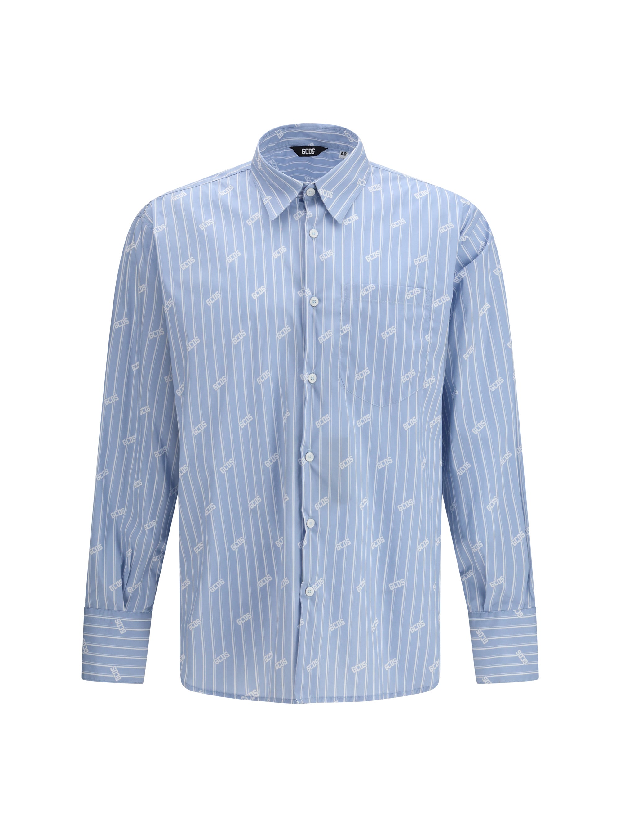 GCDS Pinstripe Logo Shirt — Blue by GCDS