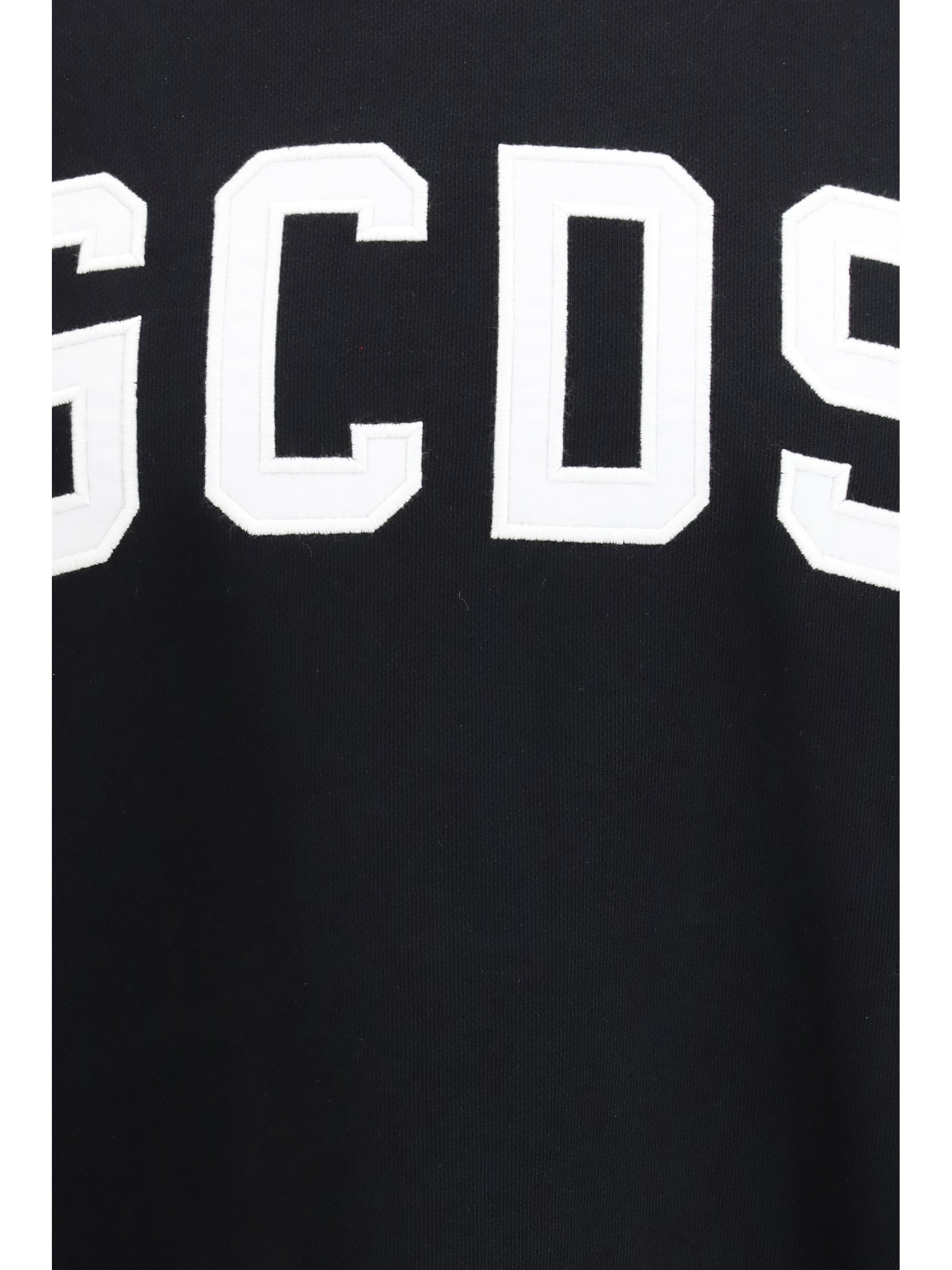 GCDS Logo Band Cotton Sweatshirt — Black, view 3