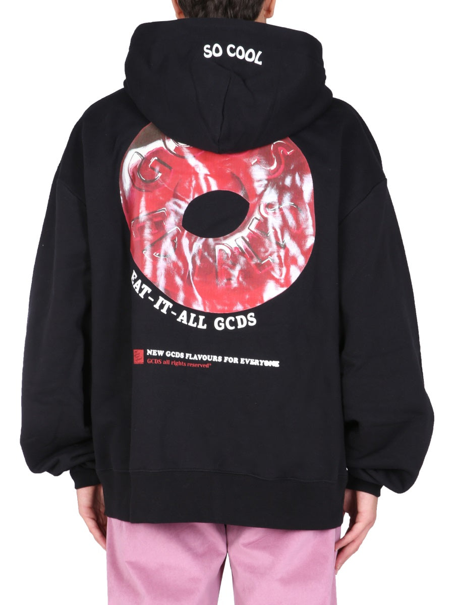GCDS Hooded Sweatshirt — Black, view 2