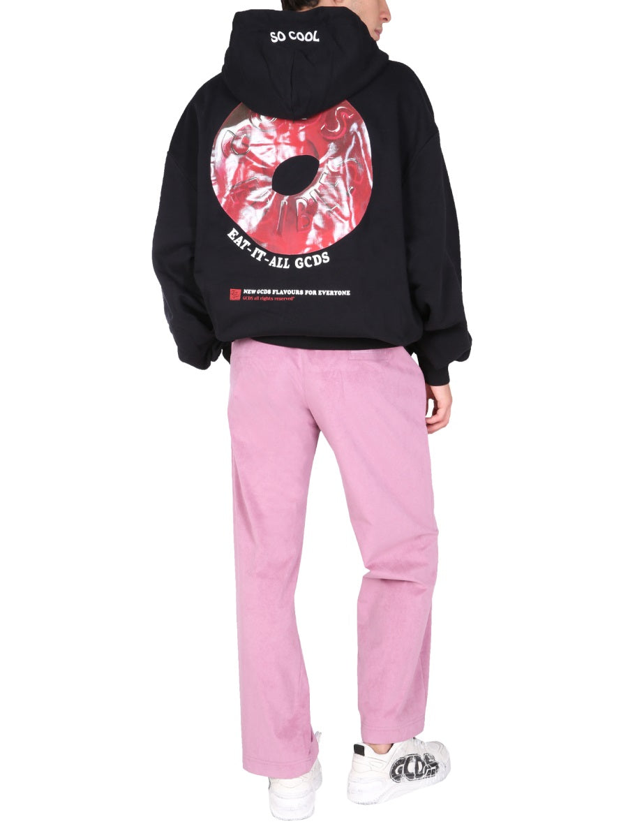 GCDS Hooded Sweatshirt — Black, view 3