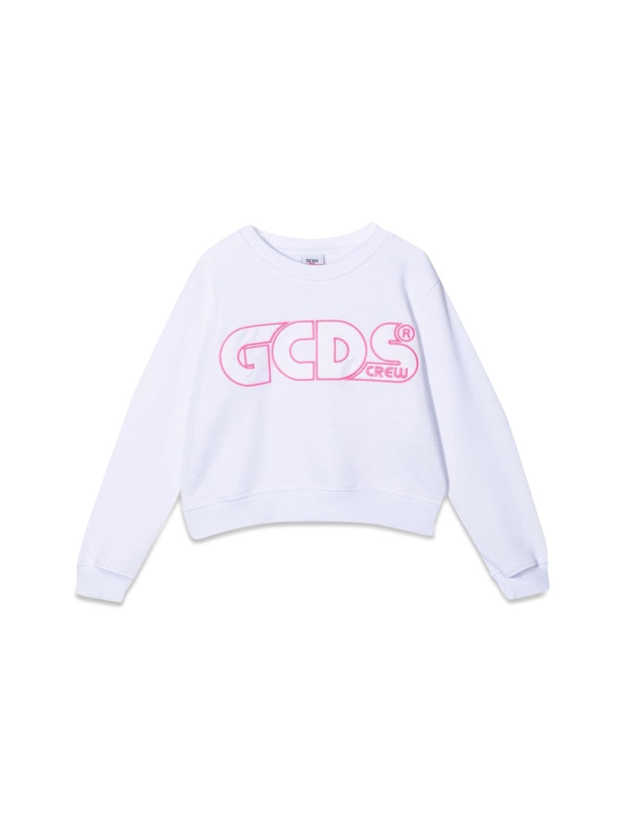 GCDS Cropped Cotton Sweatshirt — White by GCDS
