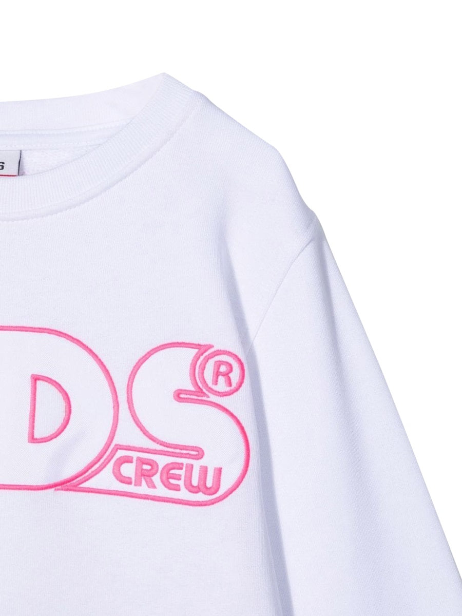 GCDS Cropped Cotton Sweatshirt — White, view 2