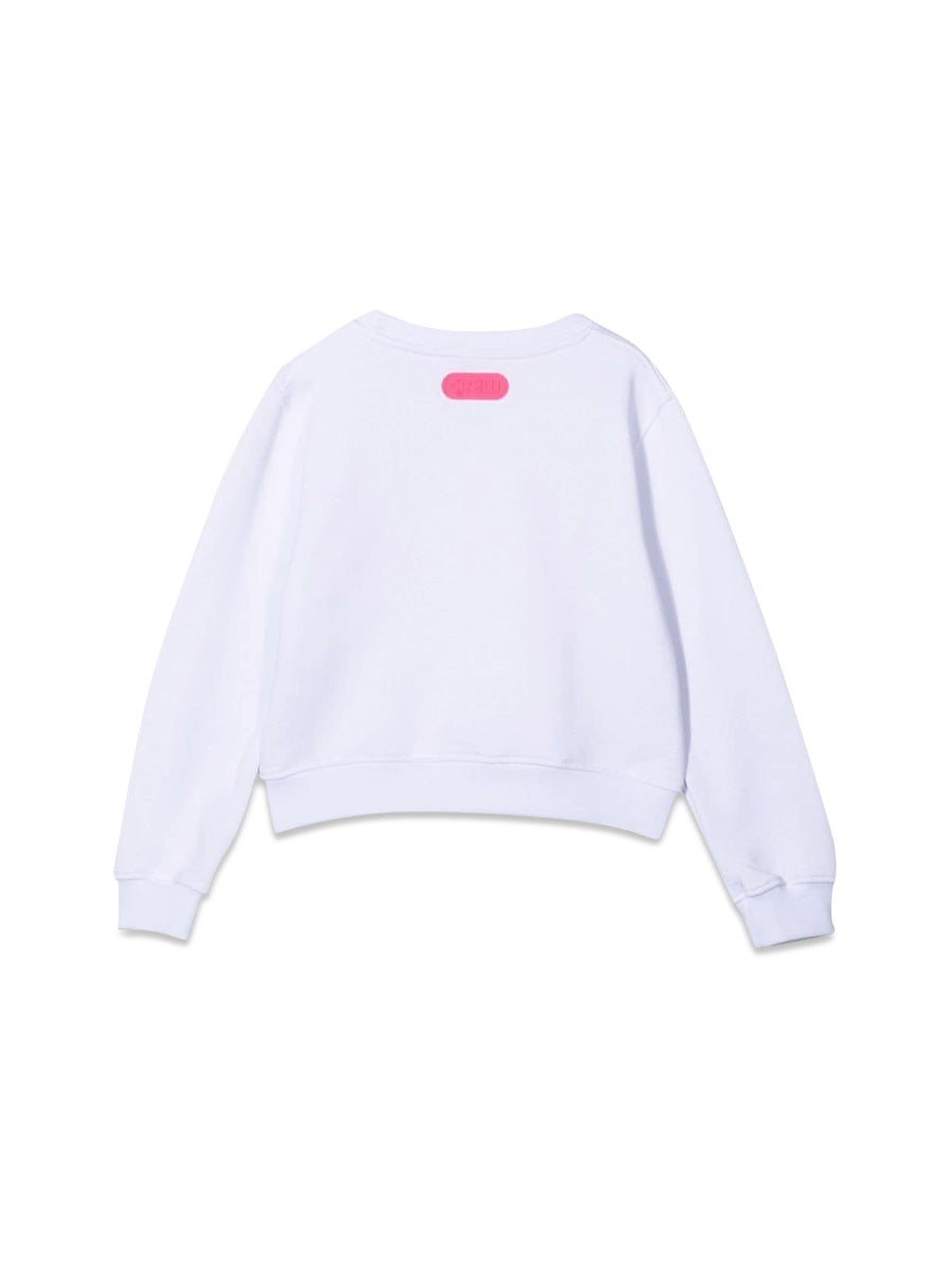 GCDS Cropped Cotton Sweatshirt — White, view 3
