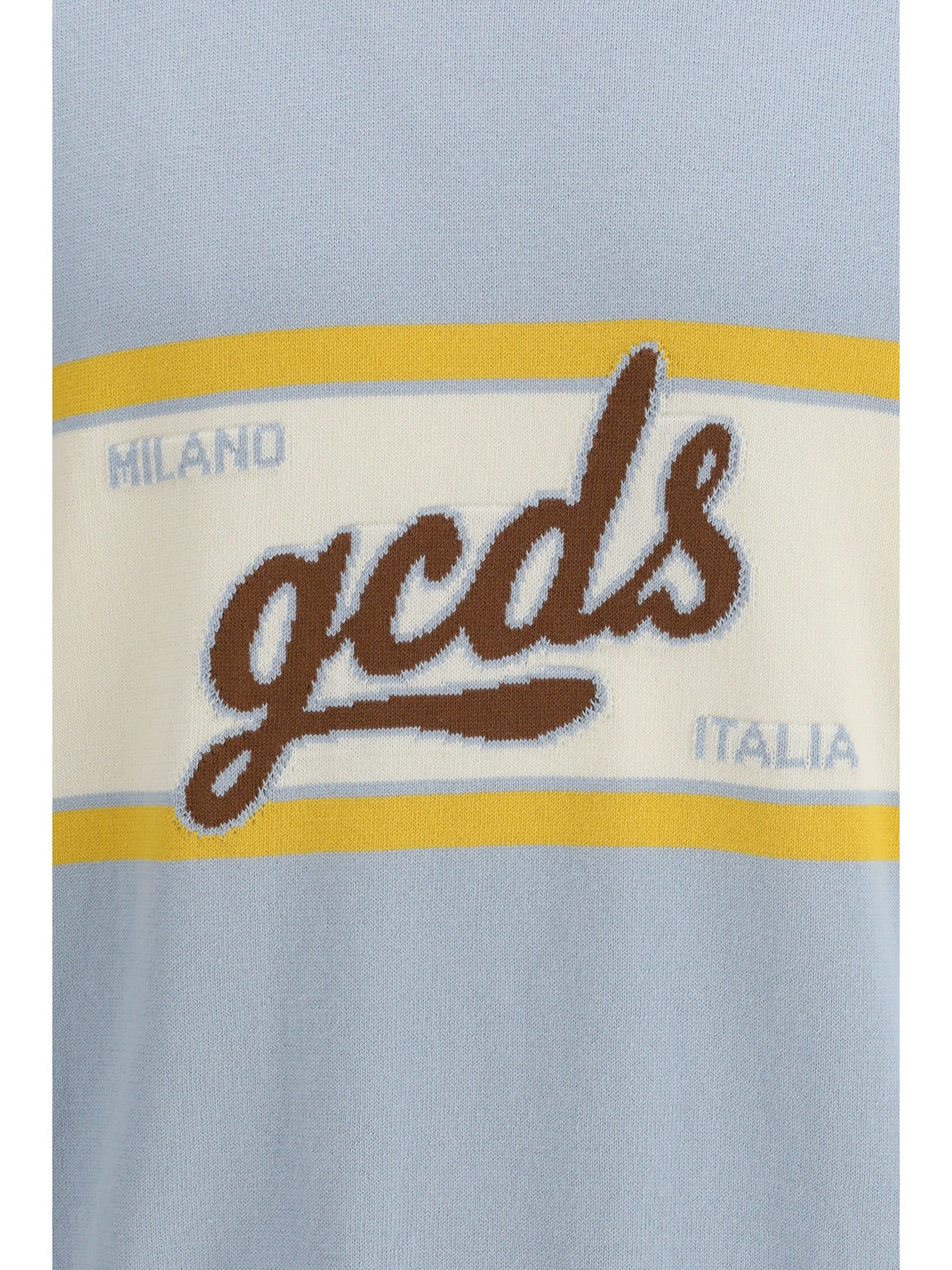 GCDS Logo Script Crewneck T-Shirt — Blue, view 3