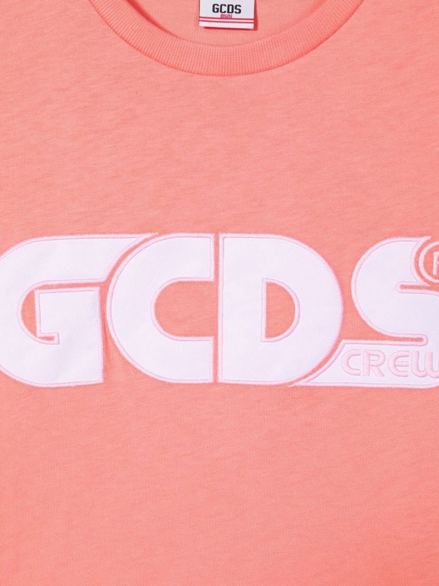 GCDS Oversized Cotton Jersey T-Shirt — Pink, view 3