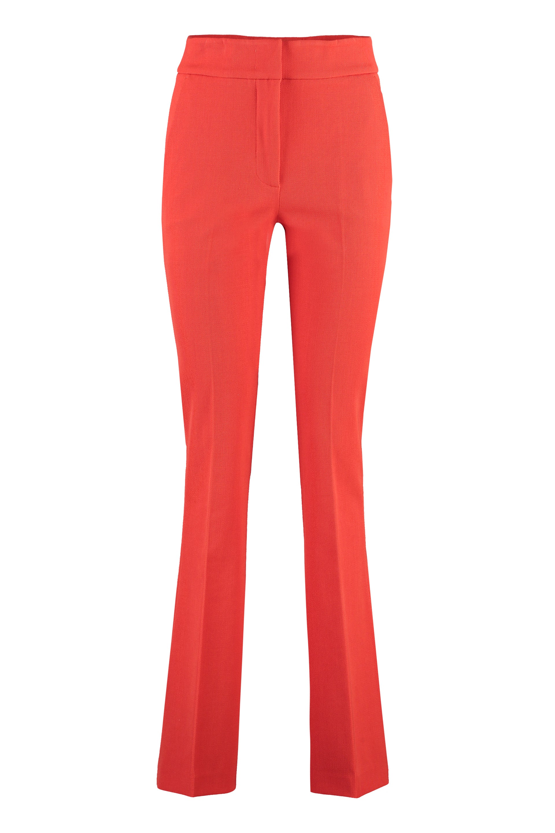 Genny Virgin Wool Blend Flared Trousers — Red by Genny