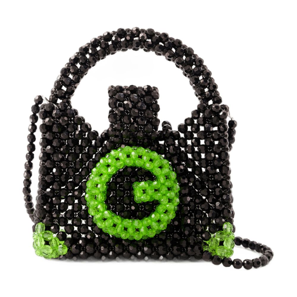 Germanier Beaded Top Handle Bag — Black, view 2