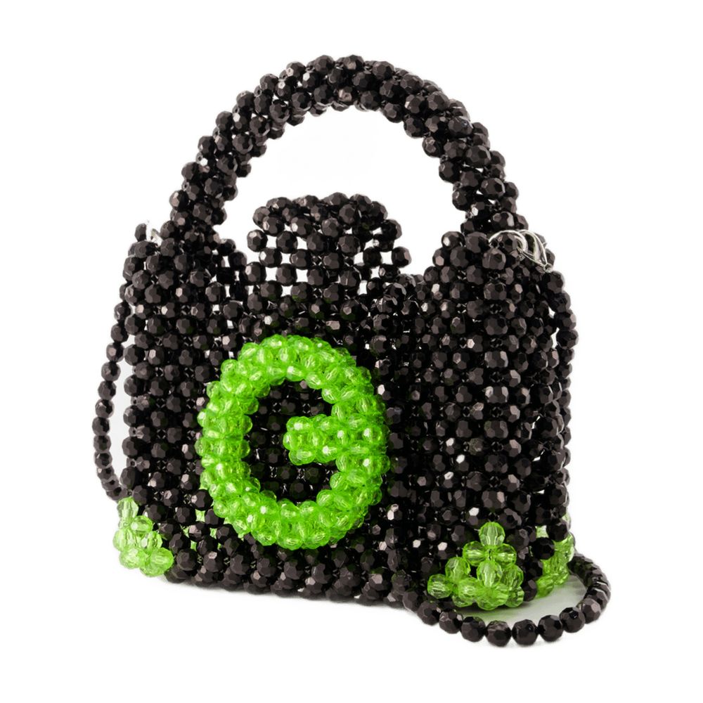 Germanier Beaded Top Handle Bag — Black, view 3