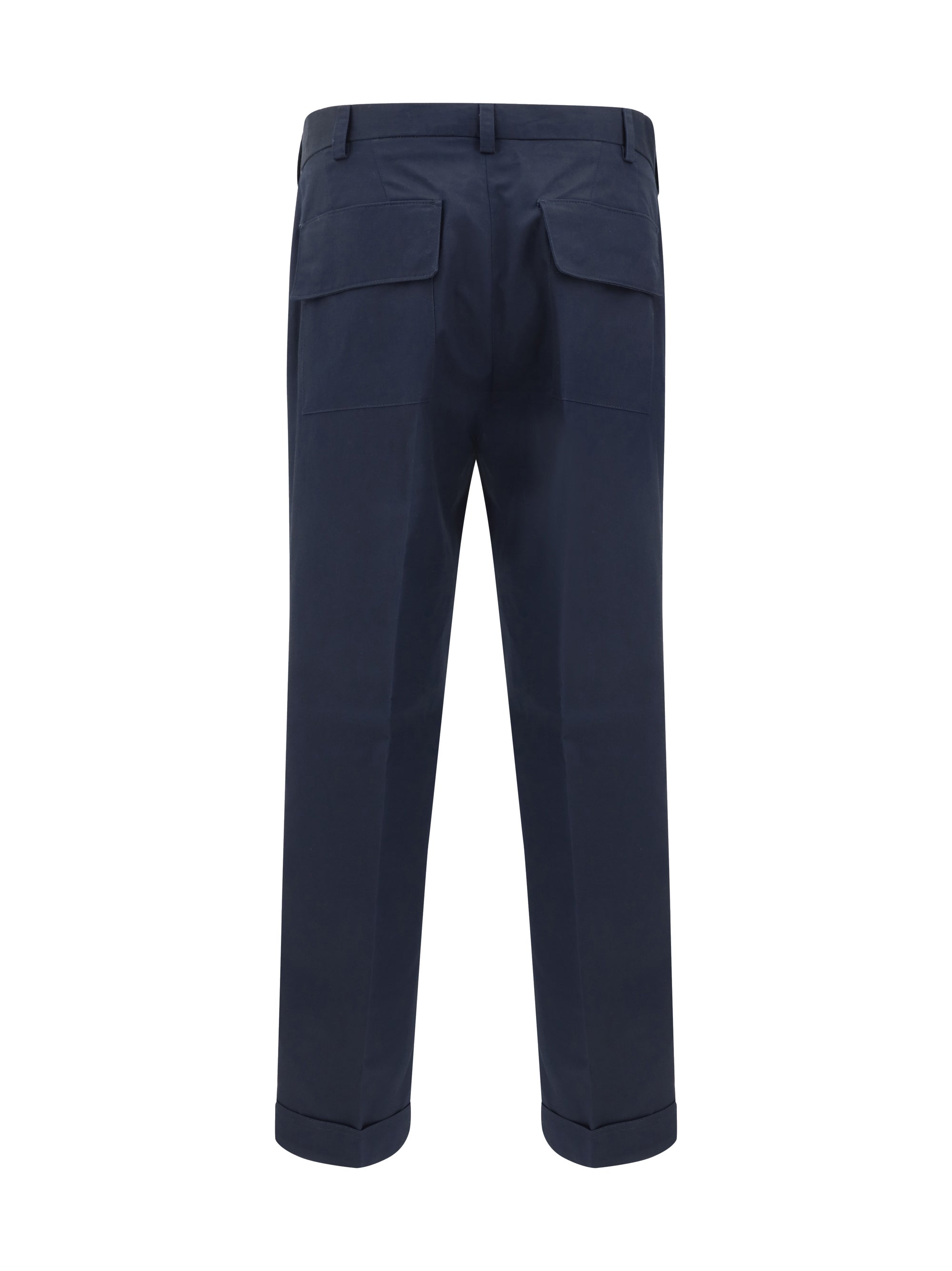 Germano Cotton-Linen Blend Trousers — Navy, view 2