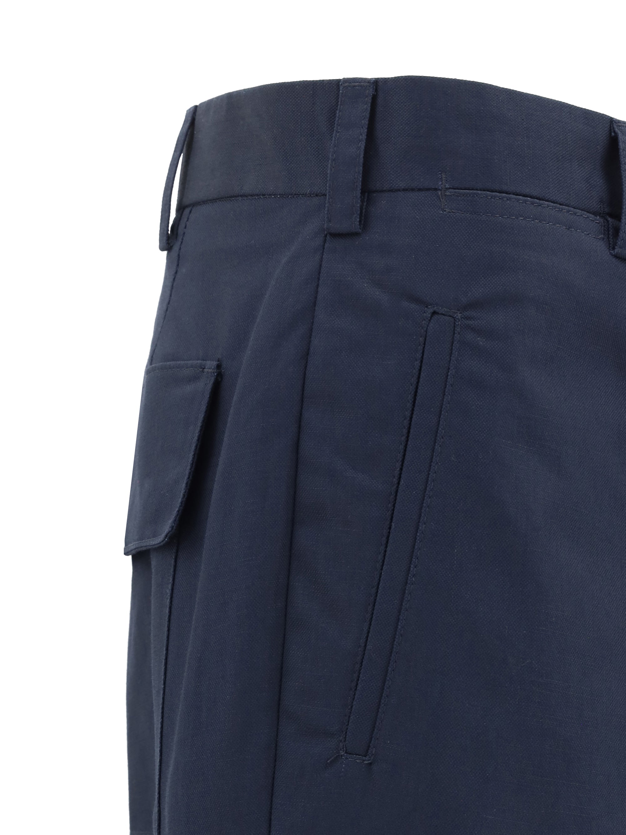 Germano Cotton-Linen Blend Trousers — Navy, view 3