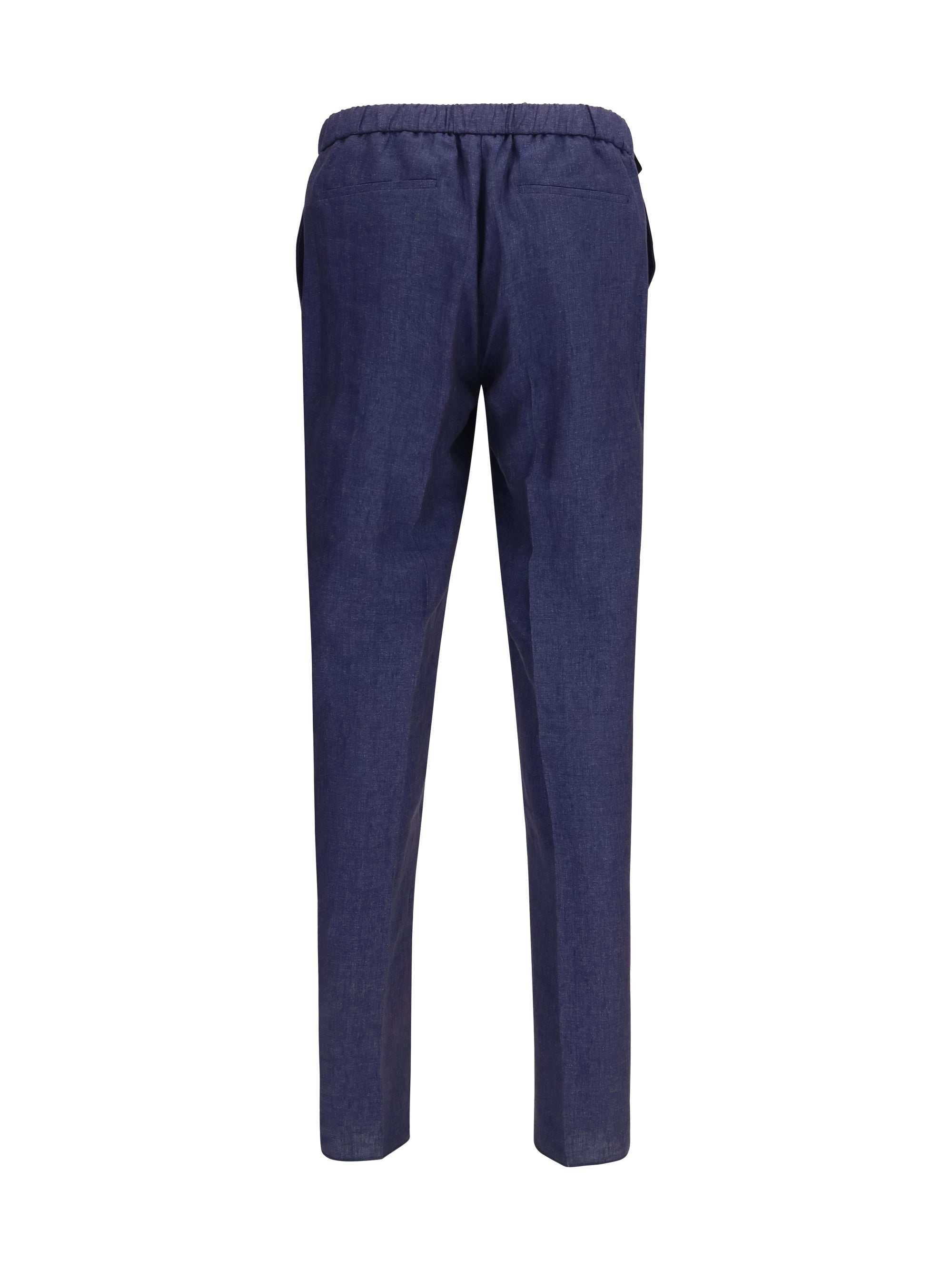 Gi Capri Linen Drawstring Trousers — Navy, view 2