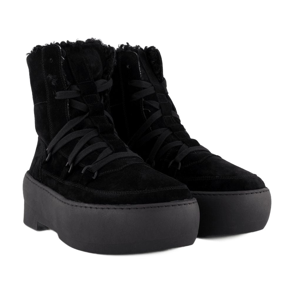 Gia Borghini Shearling-Lined Lace-Up Ankle Boot — Black, view 2