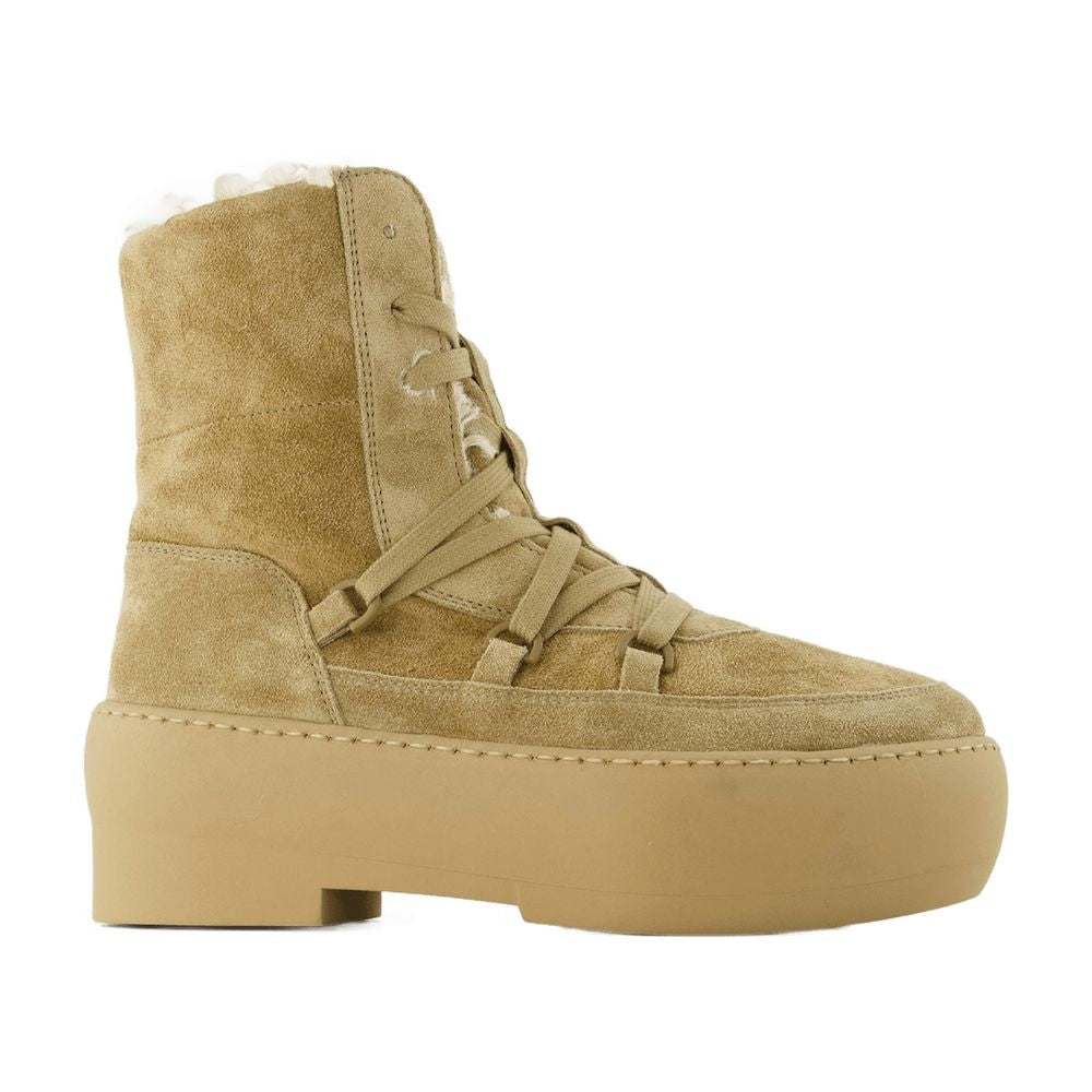 Gia Borghini Lace-Up Shearling-Lined Platform Boot — Beige by Gia Borghini
