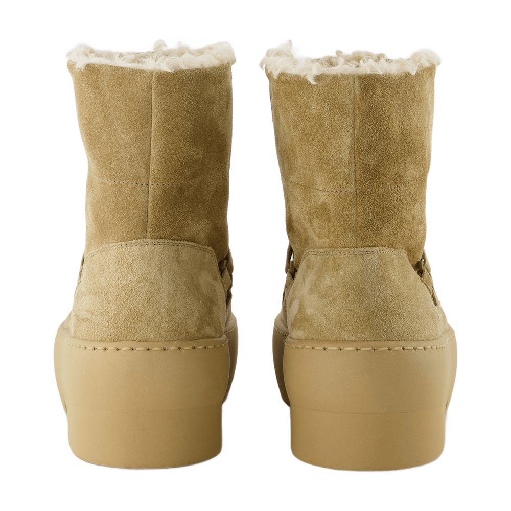 Gia Borghini Lace-Up Shearling-Lined Platform Boot — Beige, view 3