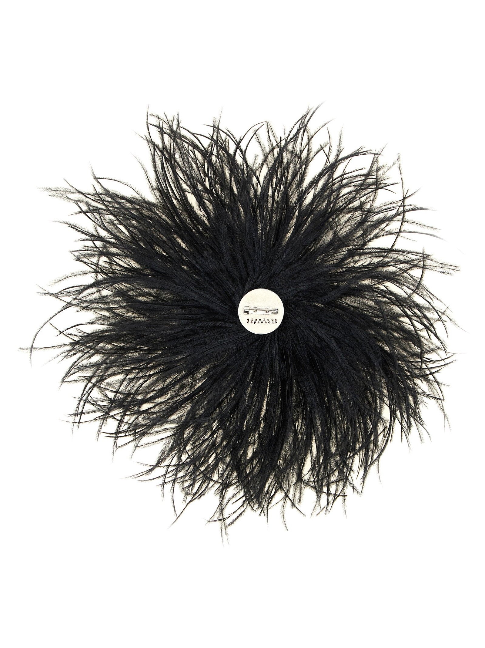 Gianluca Capannolo Black Ostrich Feather Brooch — Black, view 2