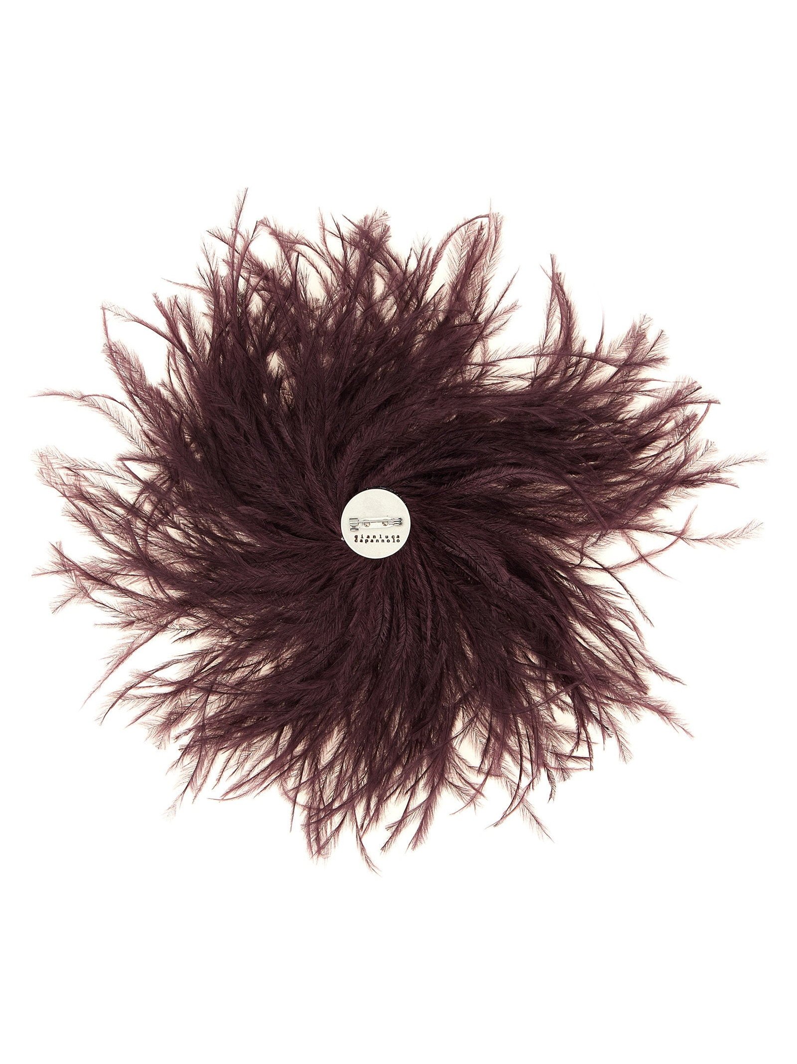 Gianluca Capannolo Ostrich Feather Hair Pin — Aubergine, view 2