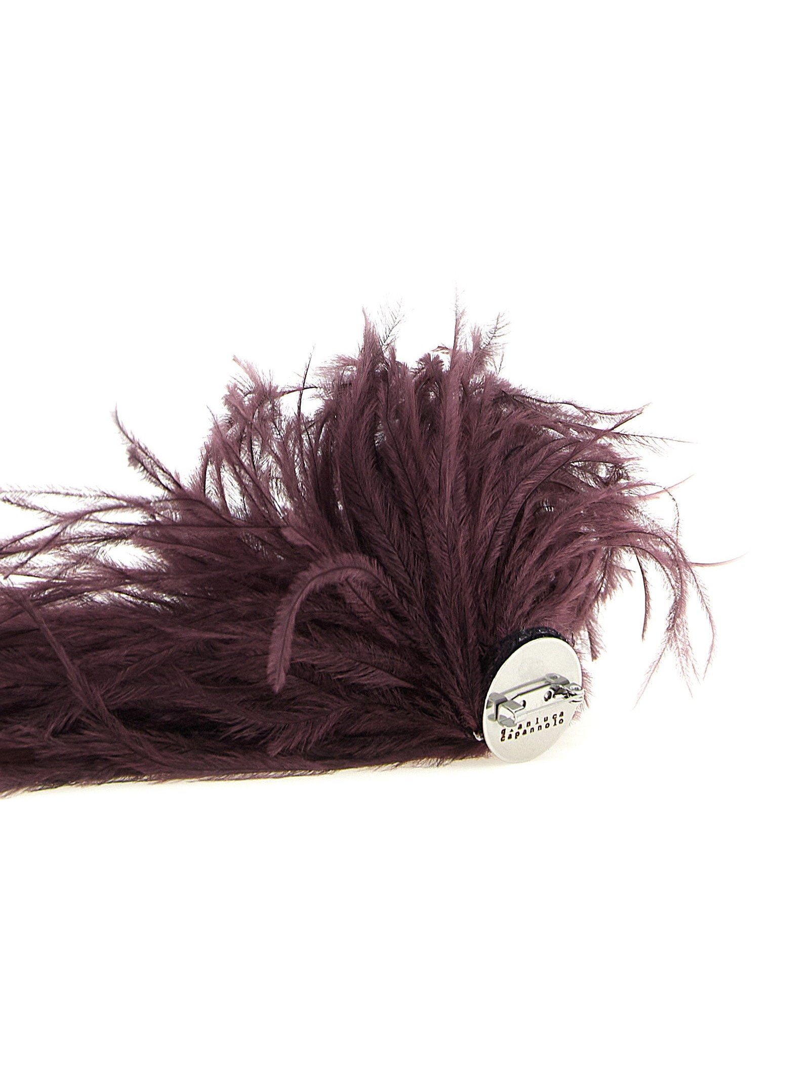 Gianluca Capannolo Ostrich Feather Hair Pin — Aubergine, view 3