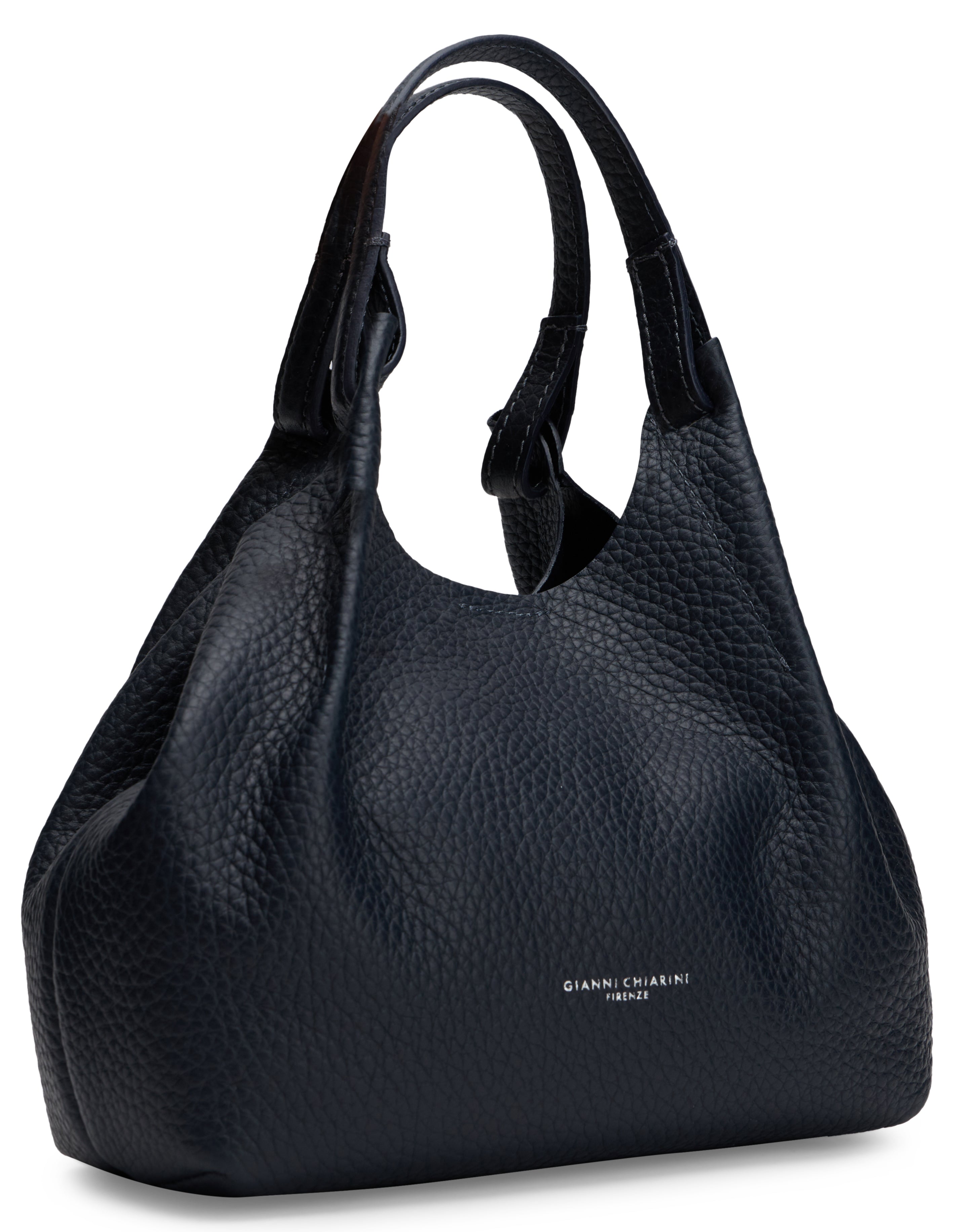Gianni Chiarini Pebbled Calfskin Hobo Bag — Black, view 3