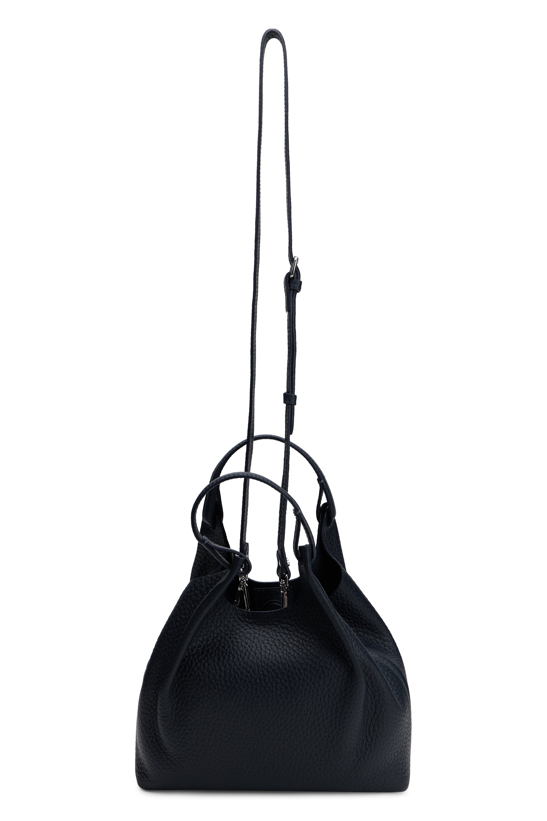 Gianni Chiarini Pebbled Calfskin Hobo Bag — Black, view 4