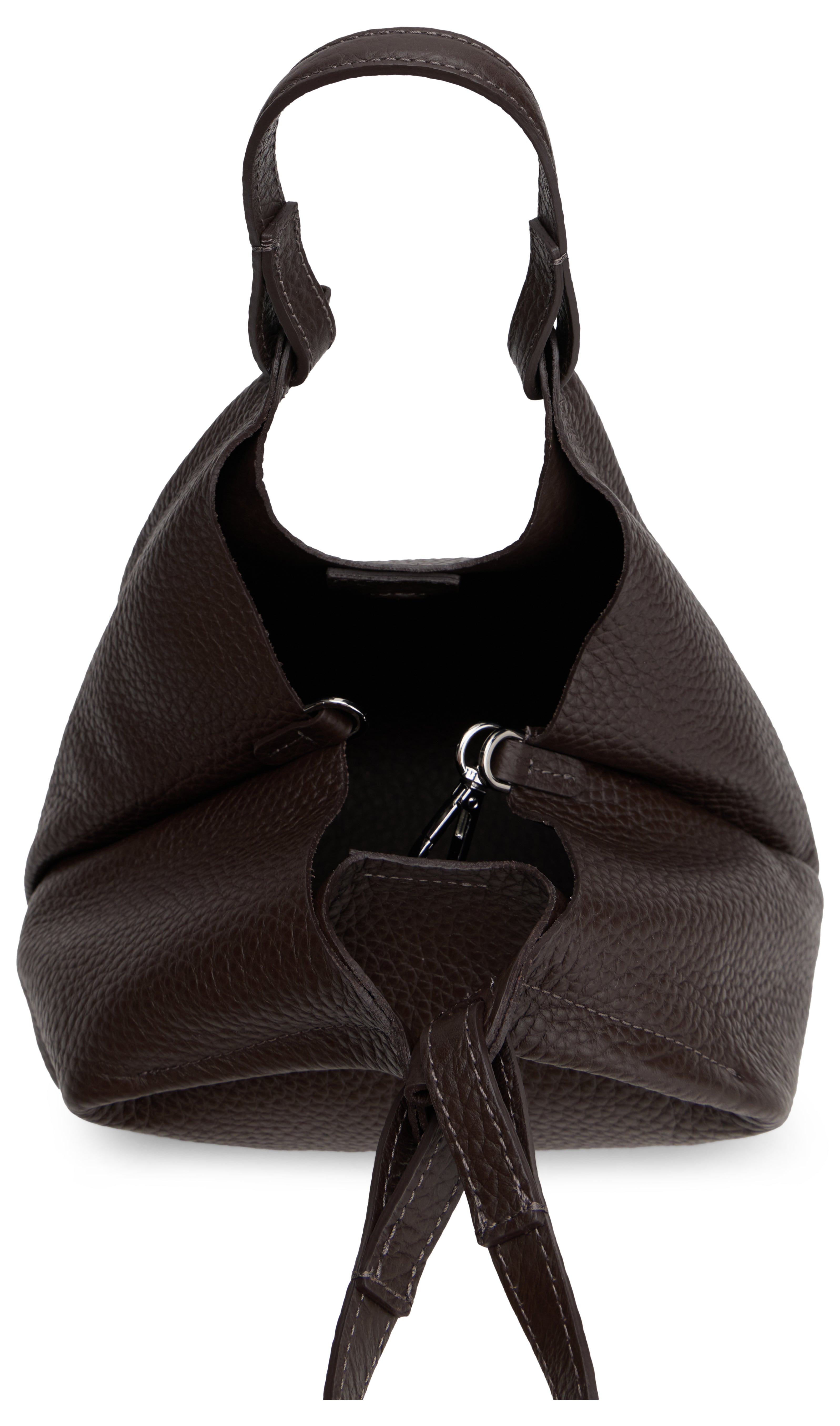 Gianni Chiarini Pebbled Calfskin Hobo Bag — Black, view 5