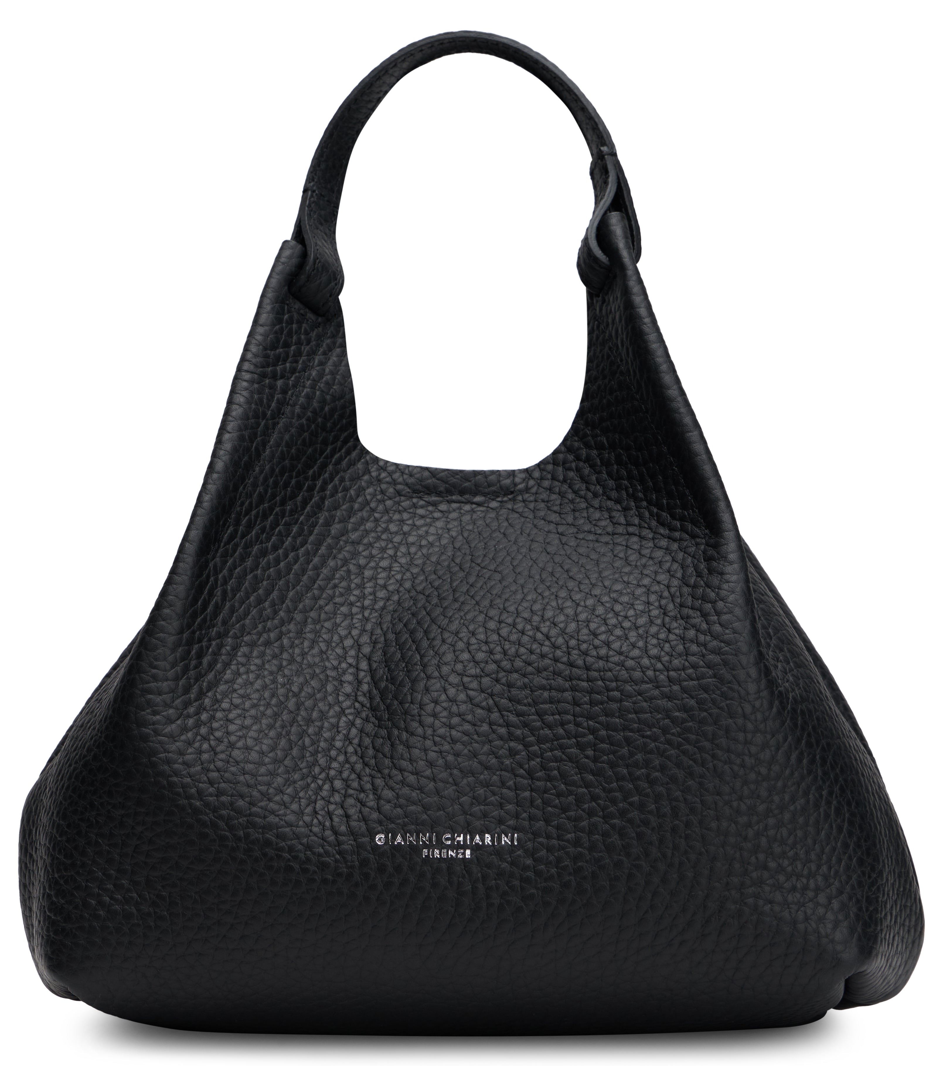 Gianni Chiarini Pebbled Calfskin Hobo Bag — Black, view 2