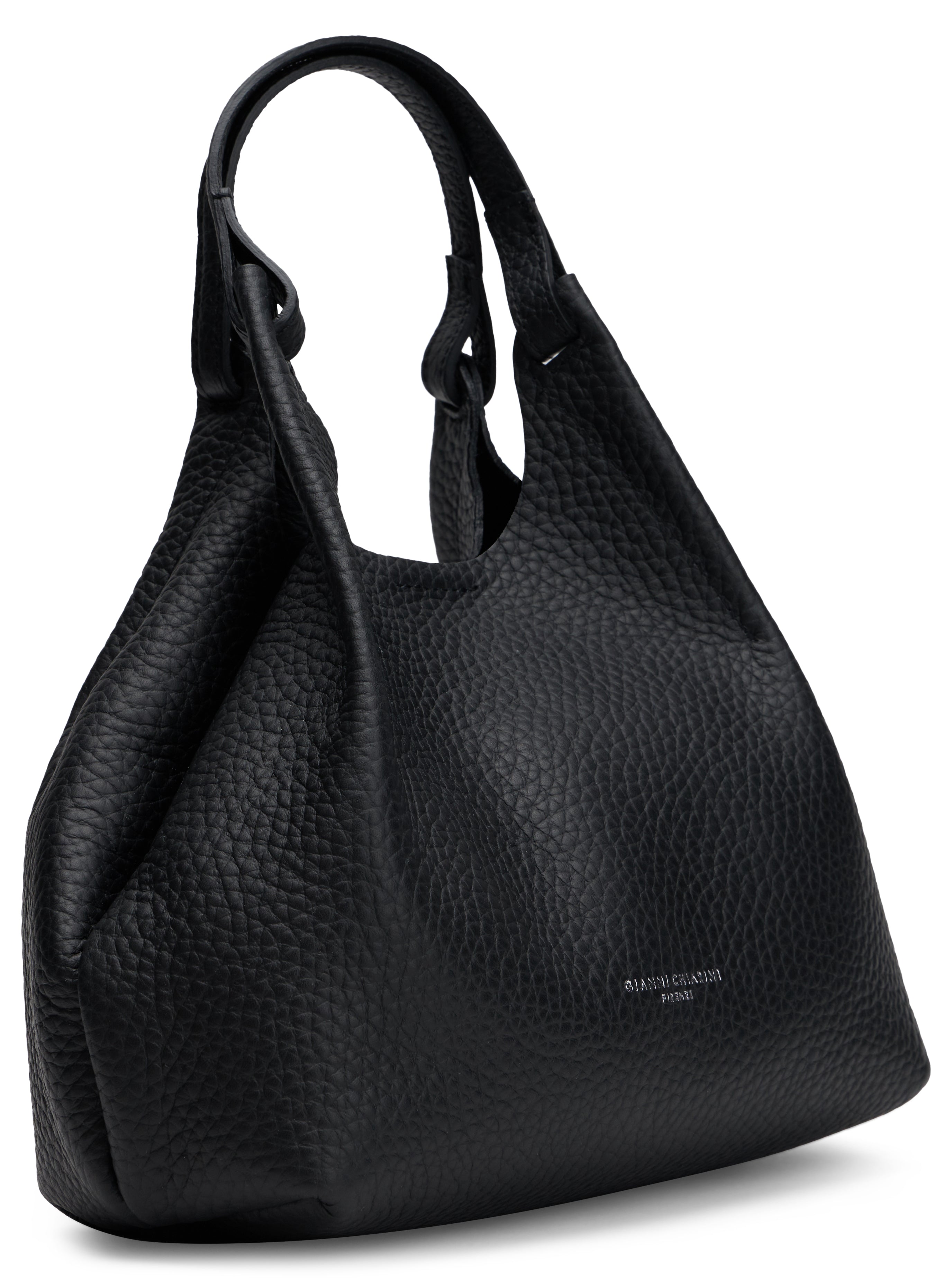 Gianni Chiarini Pebbled Calfskin Hobo Bag — Black, view 3