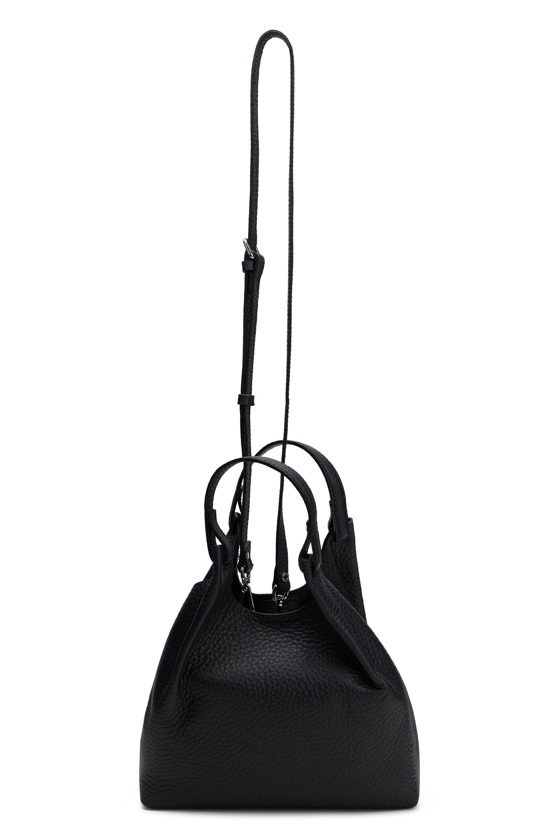 Gianni Chiarini Pebbled Calfskin Hobo Bag — Black, view 4