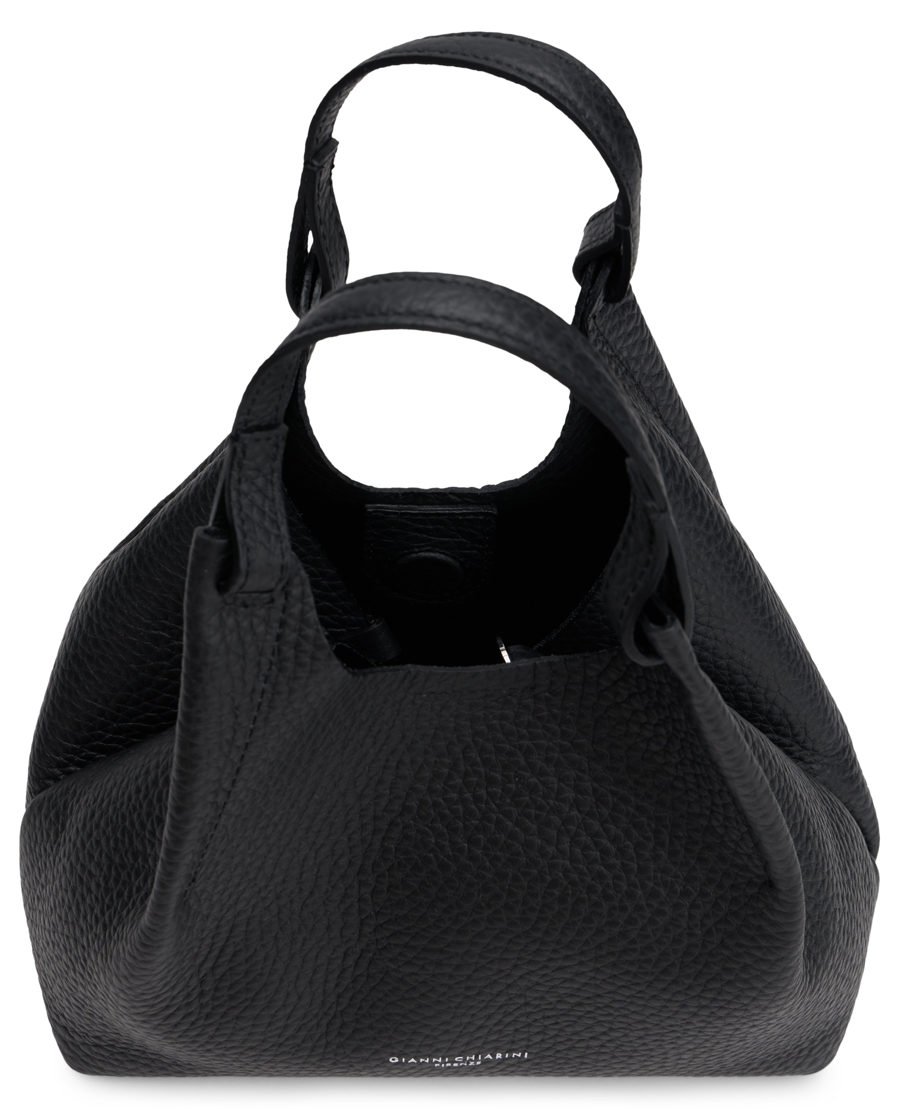 Gianni Chiarini Pebbled Calfskin Hobo Bag — Black, view 5