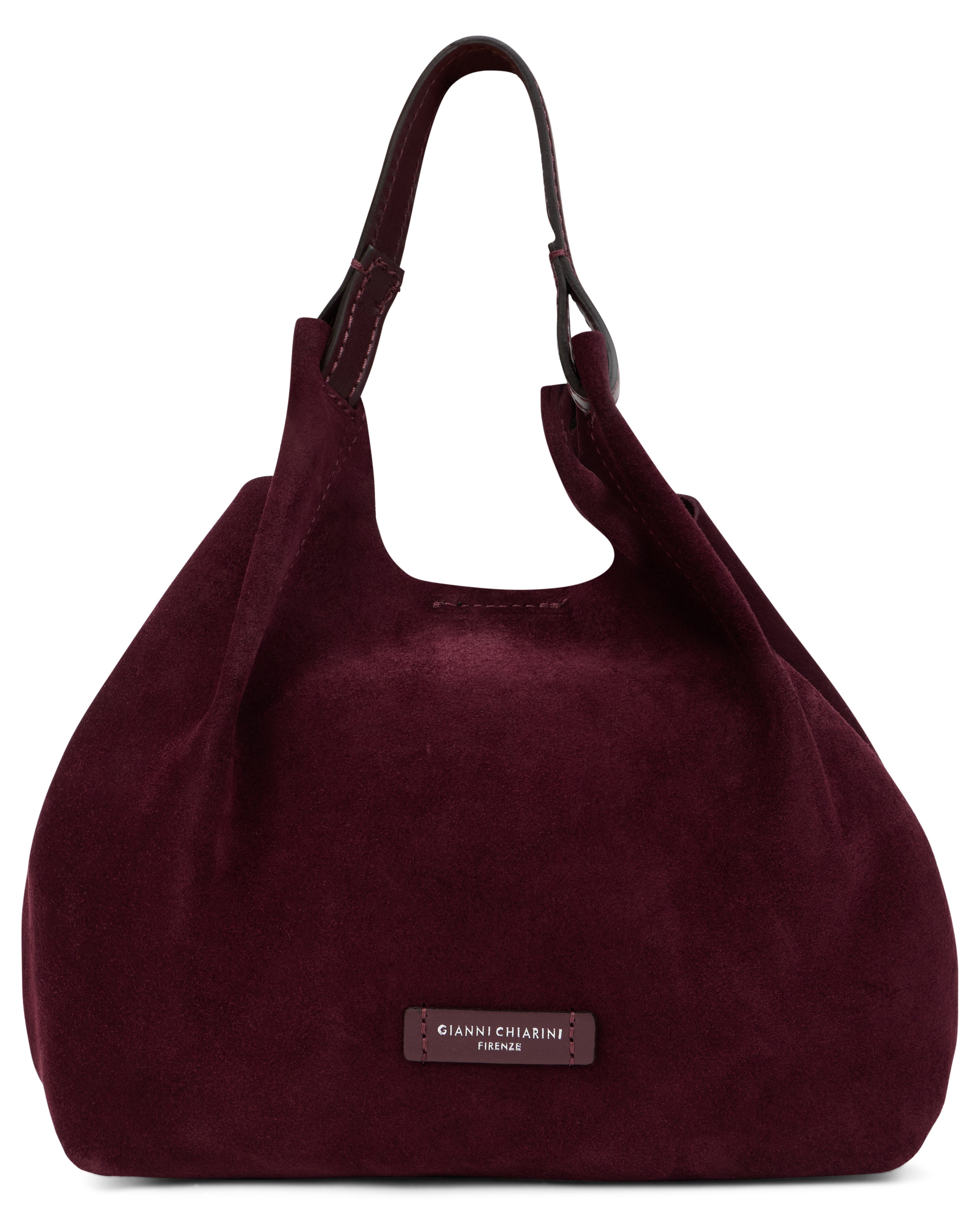 Gianni Chiarini Suede Shoulder Bag — Burgundy, view 2