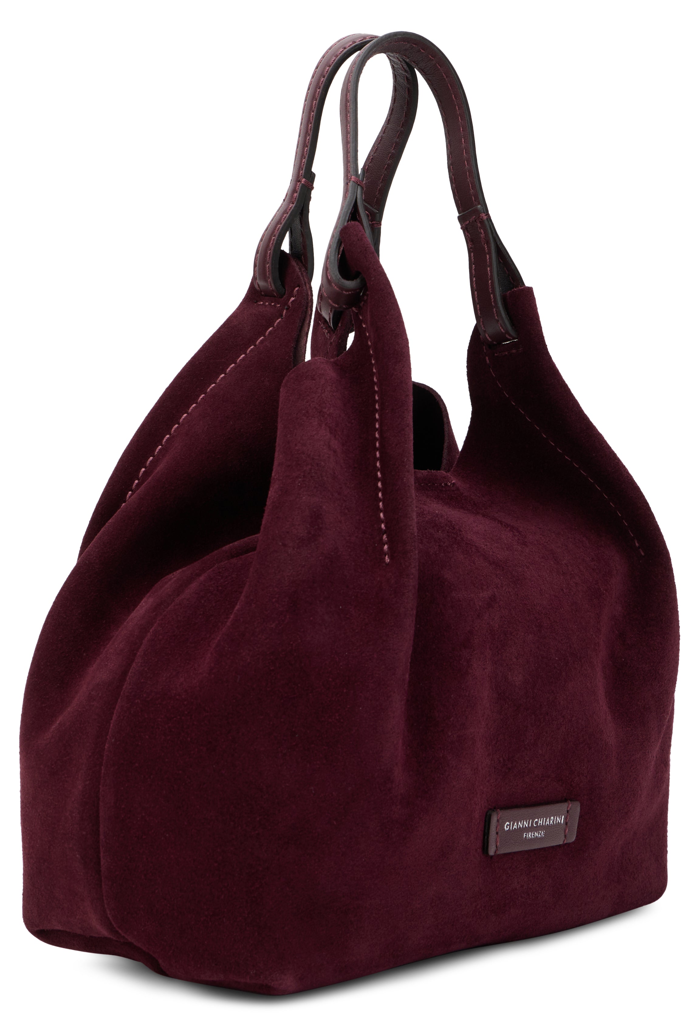 Gianni Chiarini Suede Shoulder Bag — Burgundy, view 3