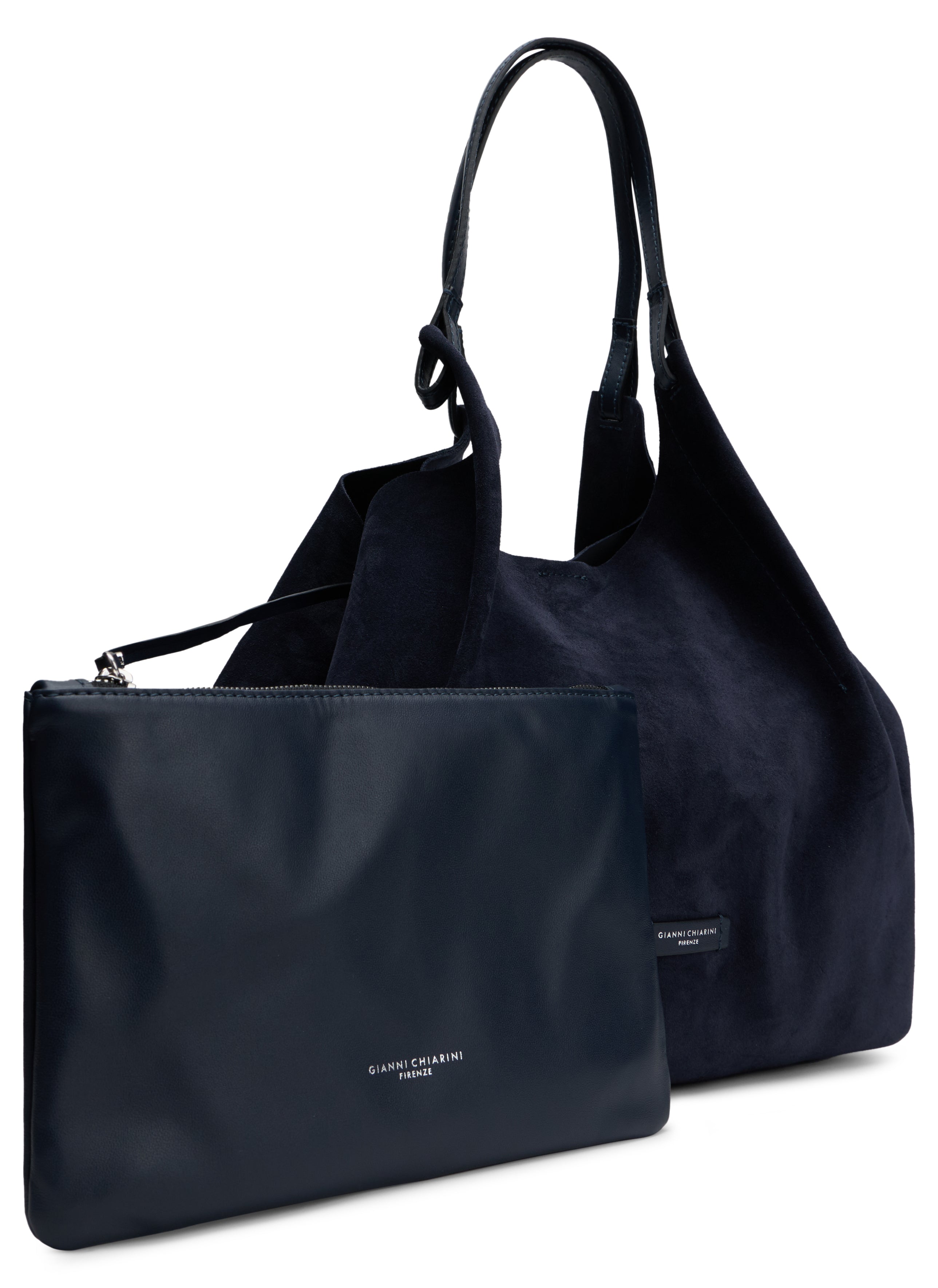 Gianni Chiarini Calfskin Shoulder Bag — Navy, view 3