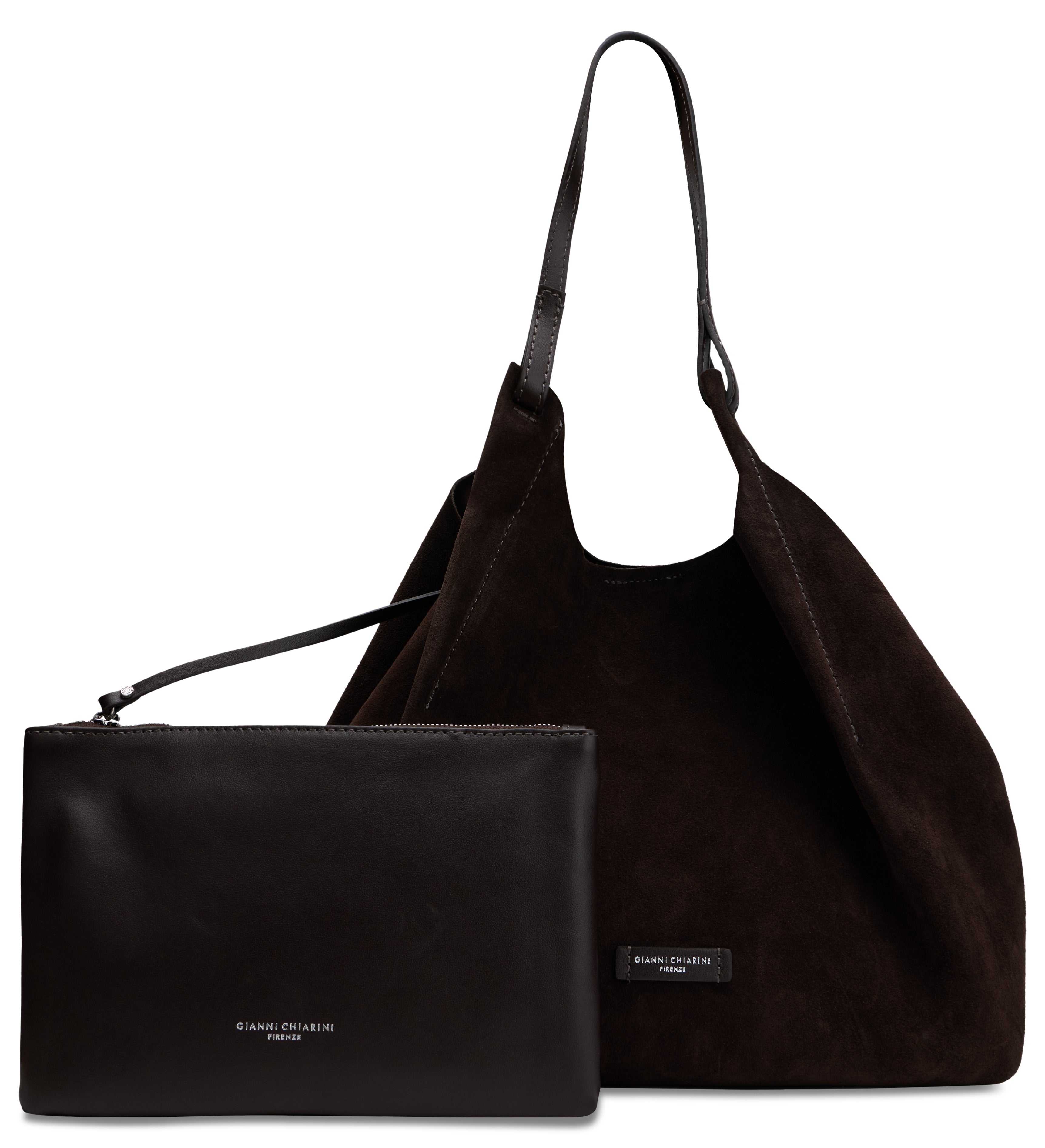 Gianni Chiarini Calfskin with Detachable Pouch Tote Bag — Brown, view 2