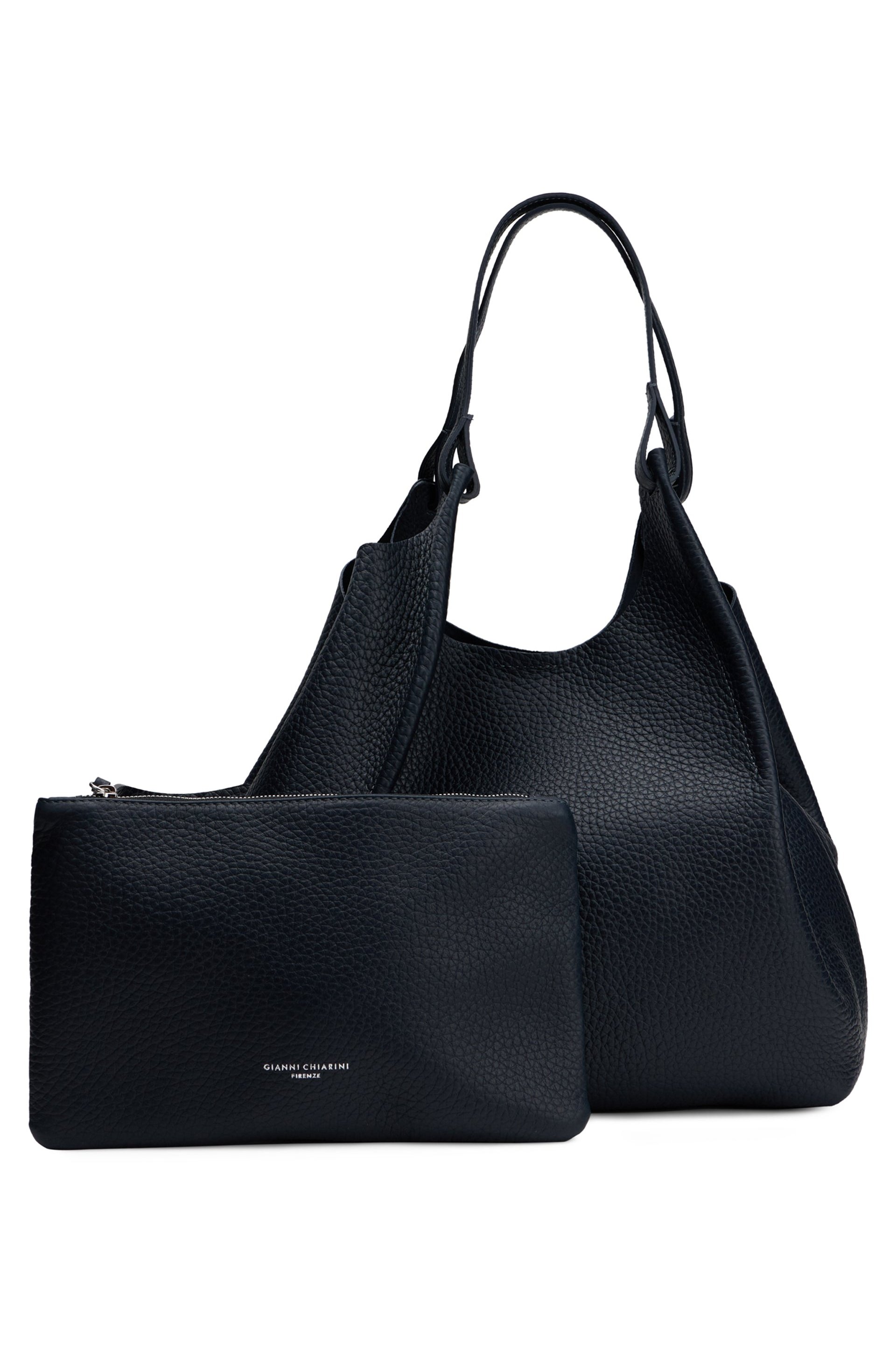 Gianni Chiarini Calfskin with Matching Pouch Tote Bag — Midnight Blue by Gianni Chiarini