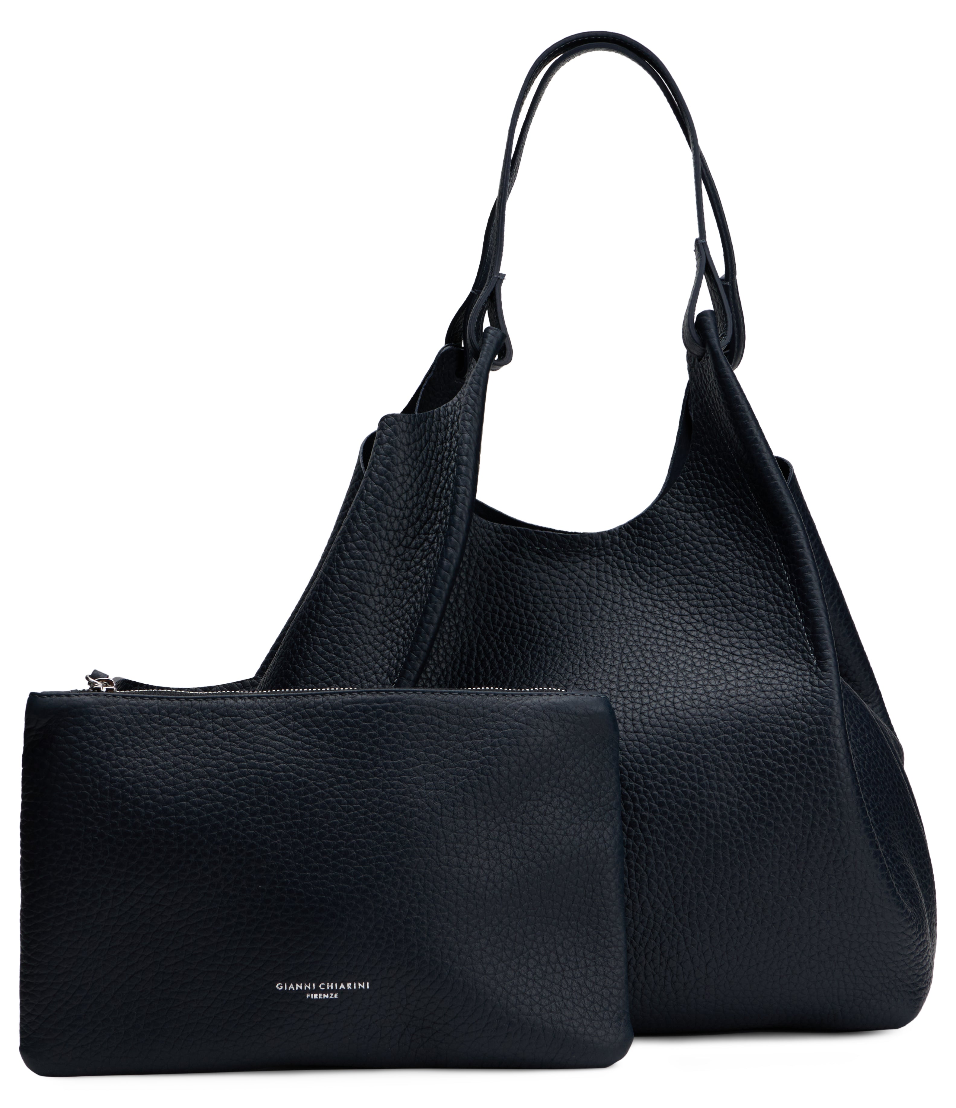 Gianni Chiarini Calfskin with Matching Pouch Tote Bag — Midnight Blue, view 2