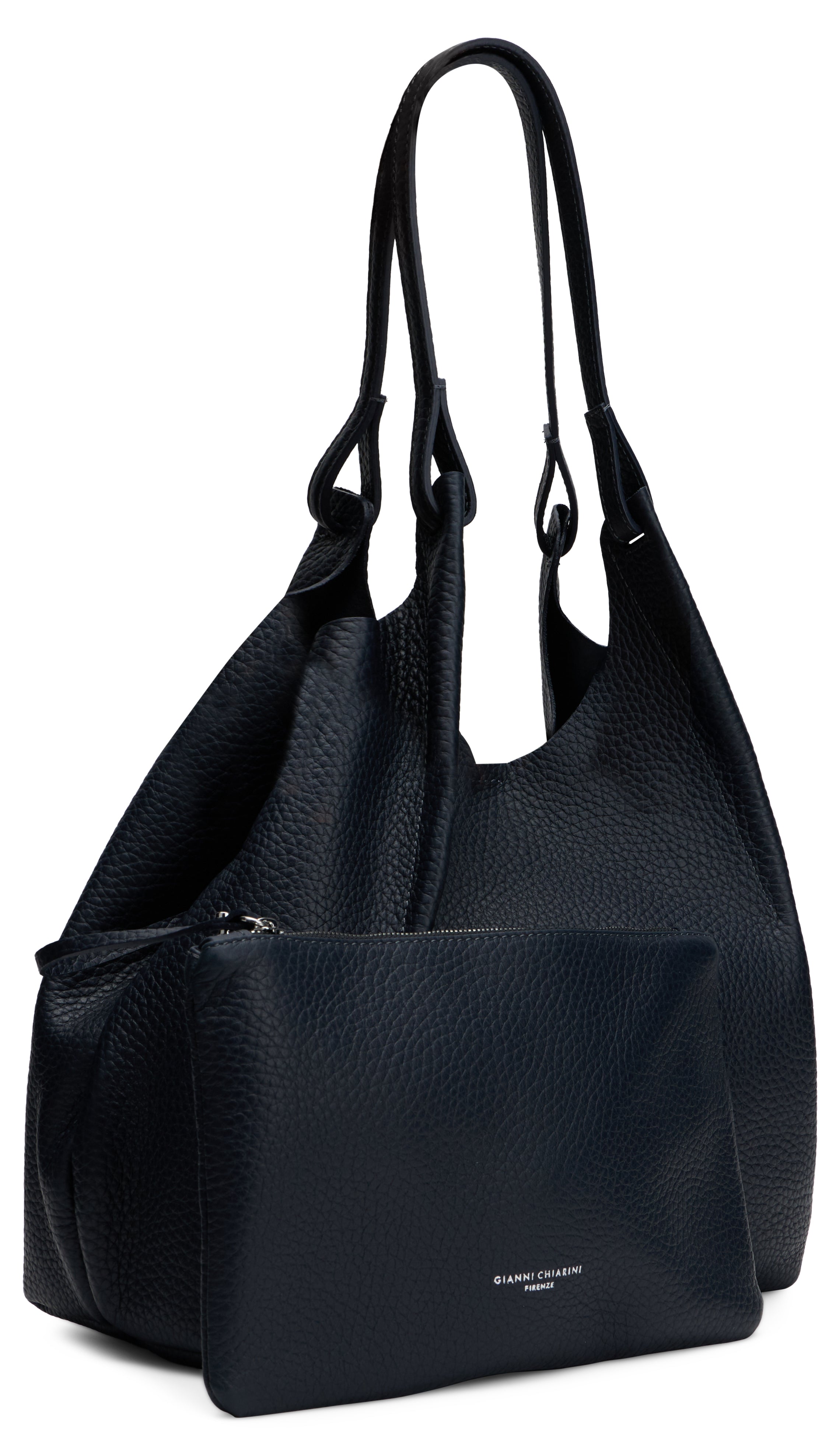 Gianni Chiarini Calfskin with Matching Pouch Tote Bag — Midnight Blue, view 3