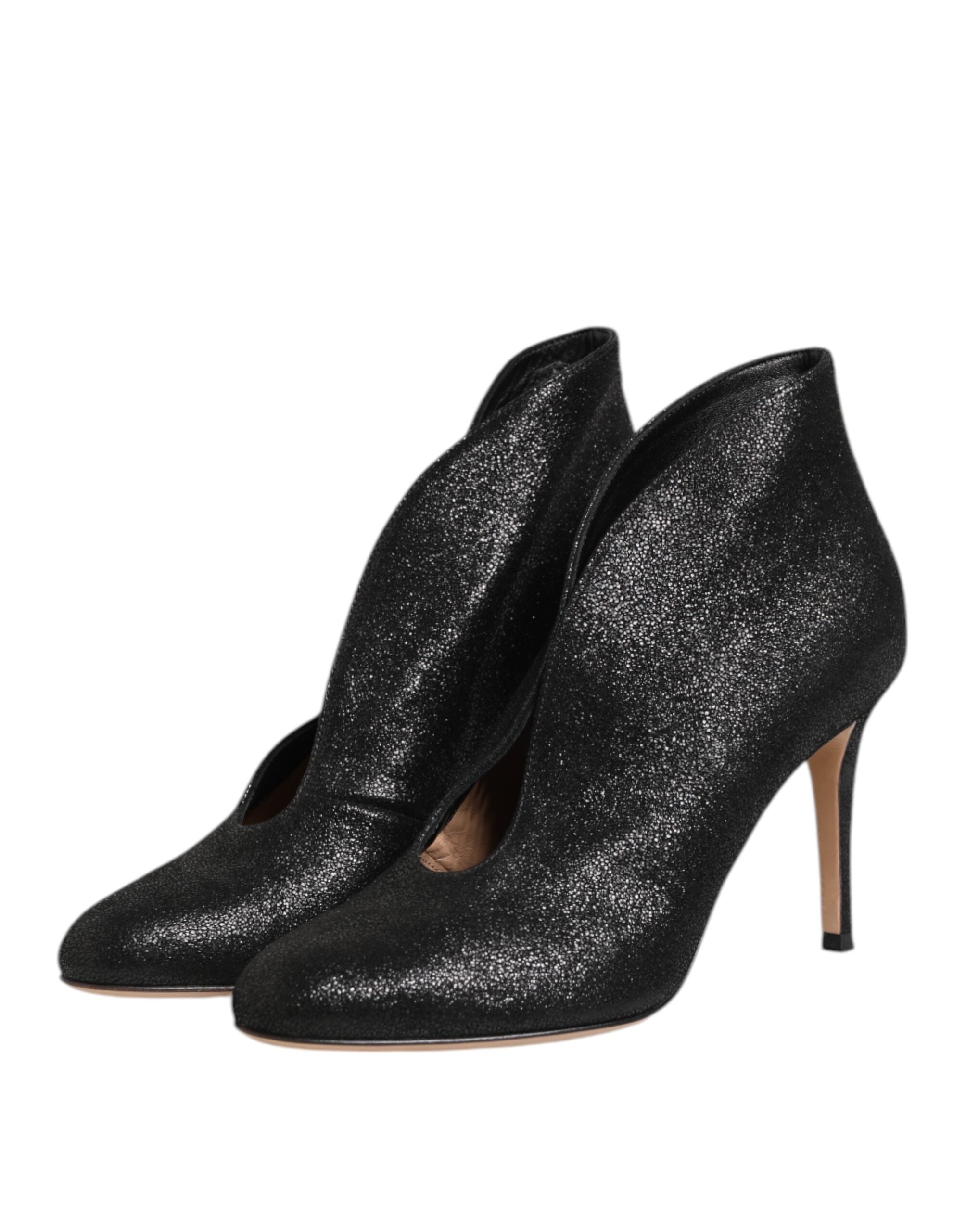 Gianvito Rossi Metallic Leather Stiletto Pump — Black, view 3