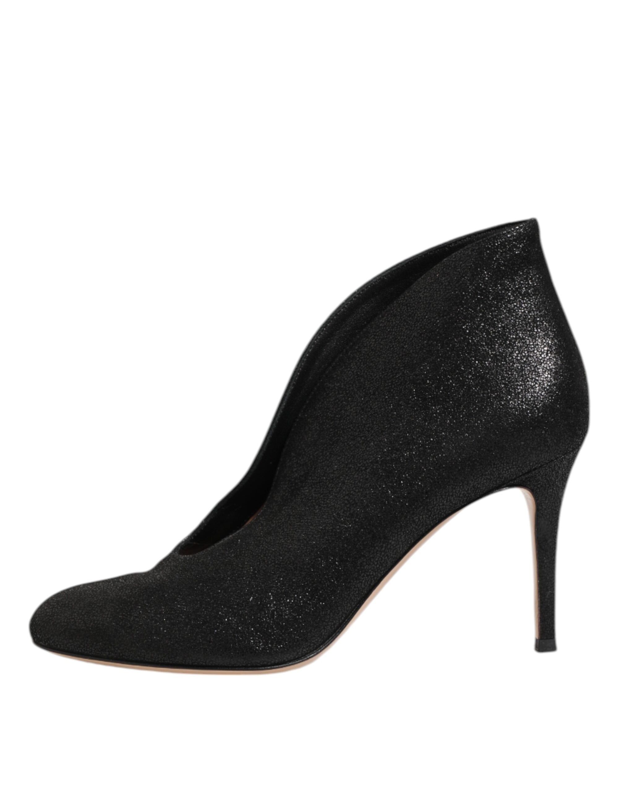 Gianvito Rossi Metallic Leather Stiletto Pump — Black, view 5
